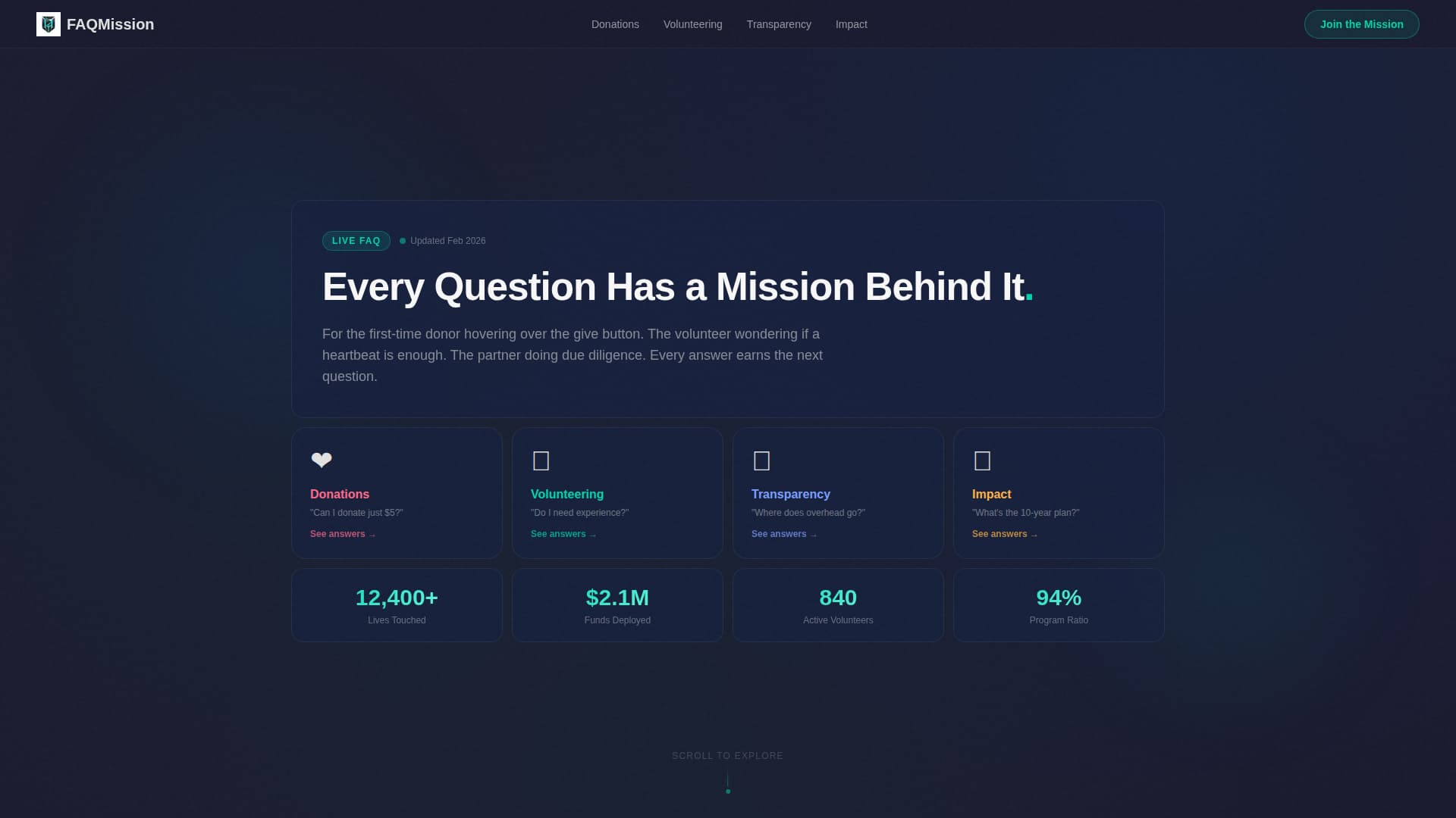 Nonprofit Organization FAQ Website Template
