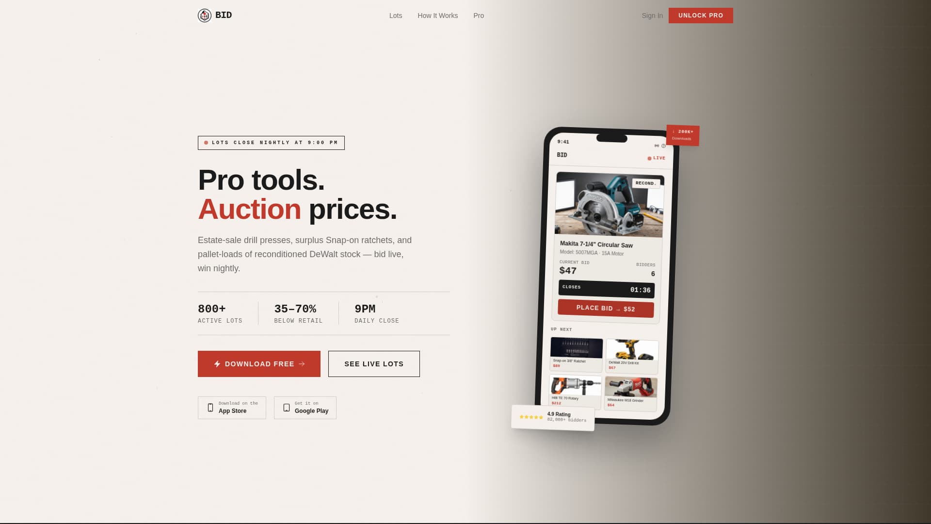 Bid - Powerful Toolsauction Landing Page Template