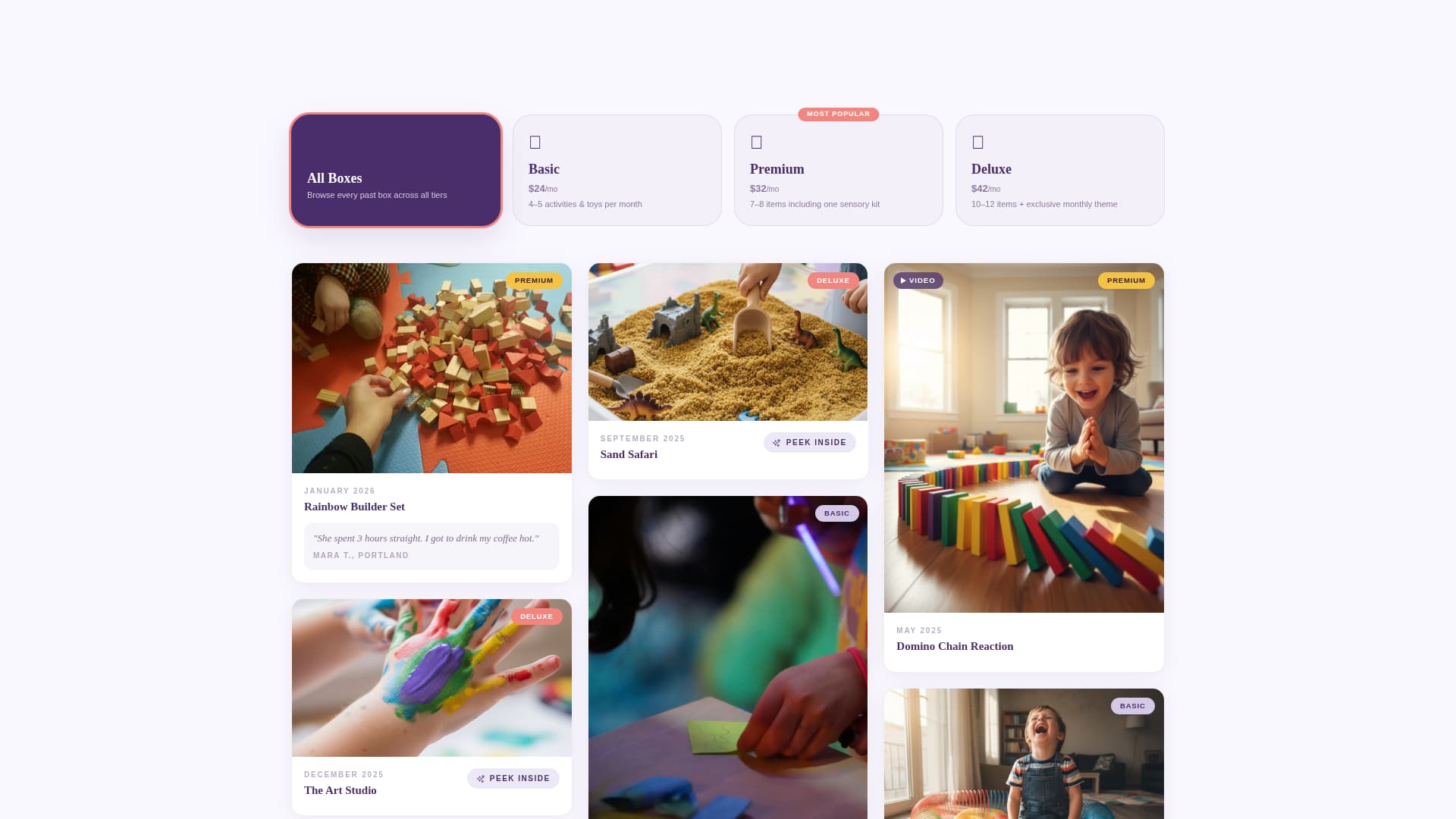 Unbox - Delightful Kidsactivity Landing Page Template