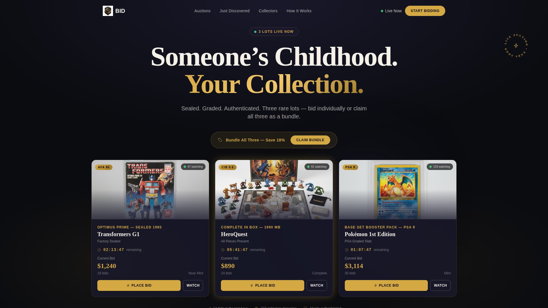 Bid - Rare Collectibles Landing Page Template