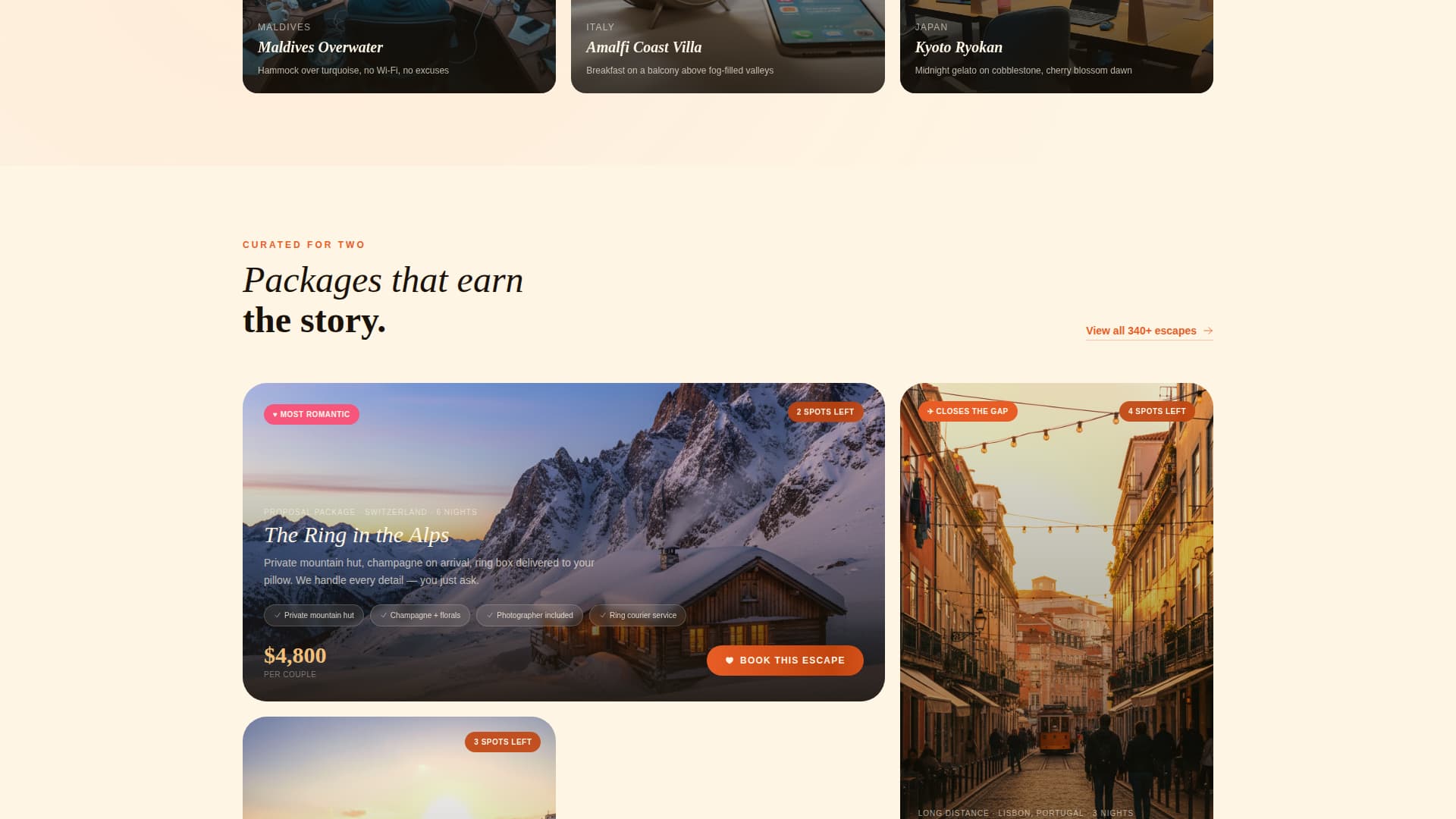 Getaway - Romantic Travel Landing Page Template