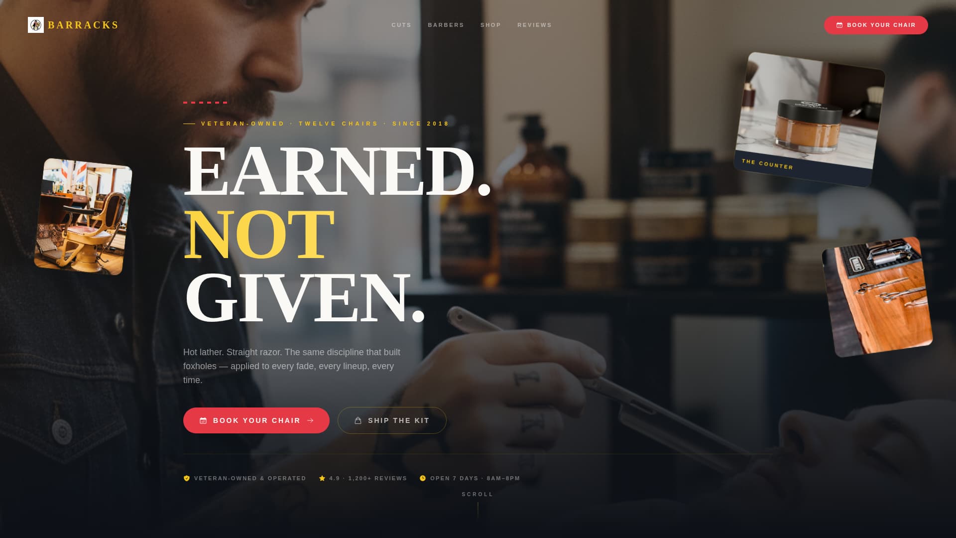 Barracks - Bold Barbershop Landing Page Template