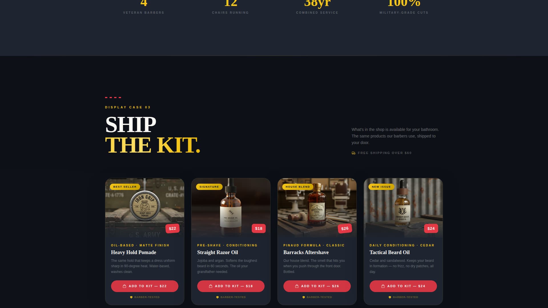 Barracks - Bold Barbershop Landing Page Template