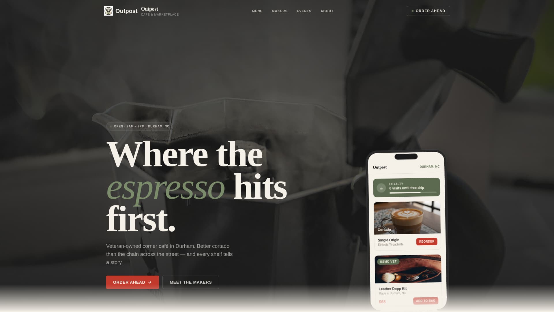 Outpost - Bold Veteranowned Landing Page Template