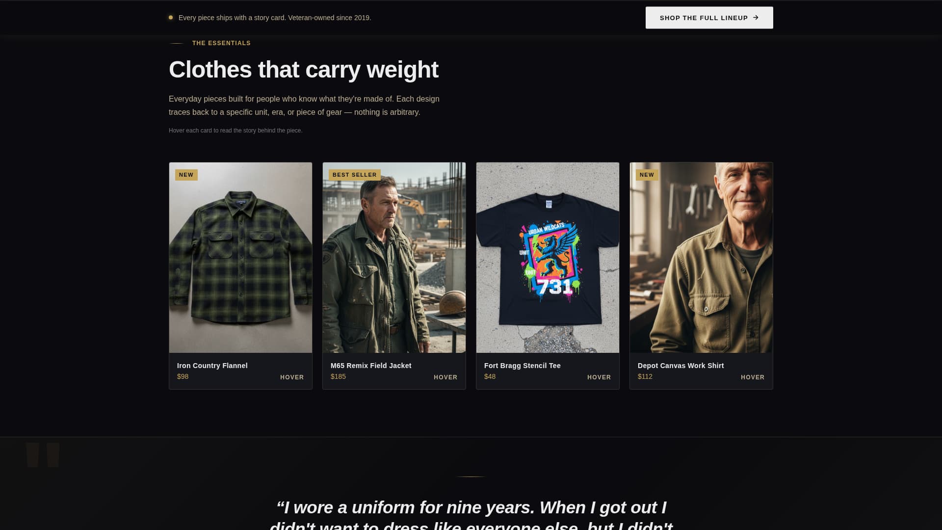 Fatigues - Bold Veteranowned Landing Page Template