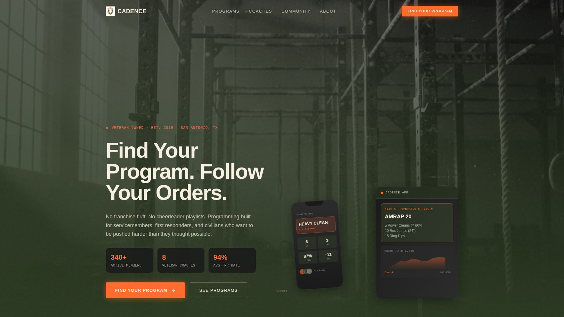 Cadence - Battlehardened Fitness Landing Page Template