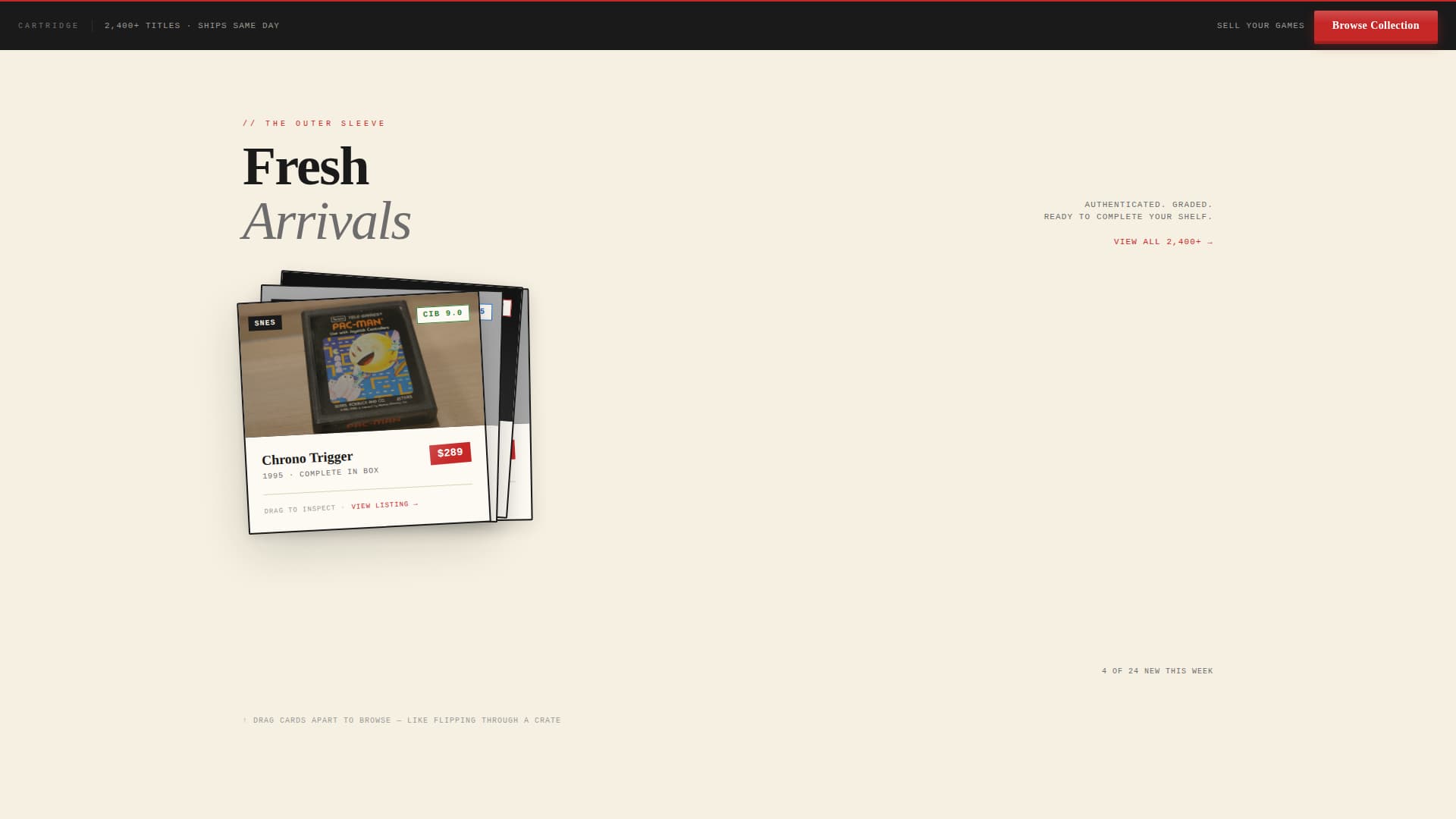 Cartridge - Nostalgic Collectibles Landing Page Template