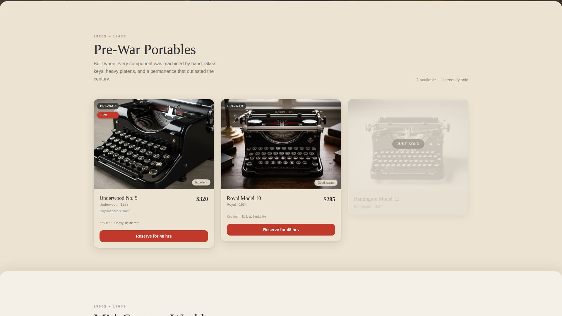 Platen - Curated Typewriter Landing Page Template