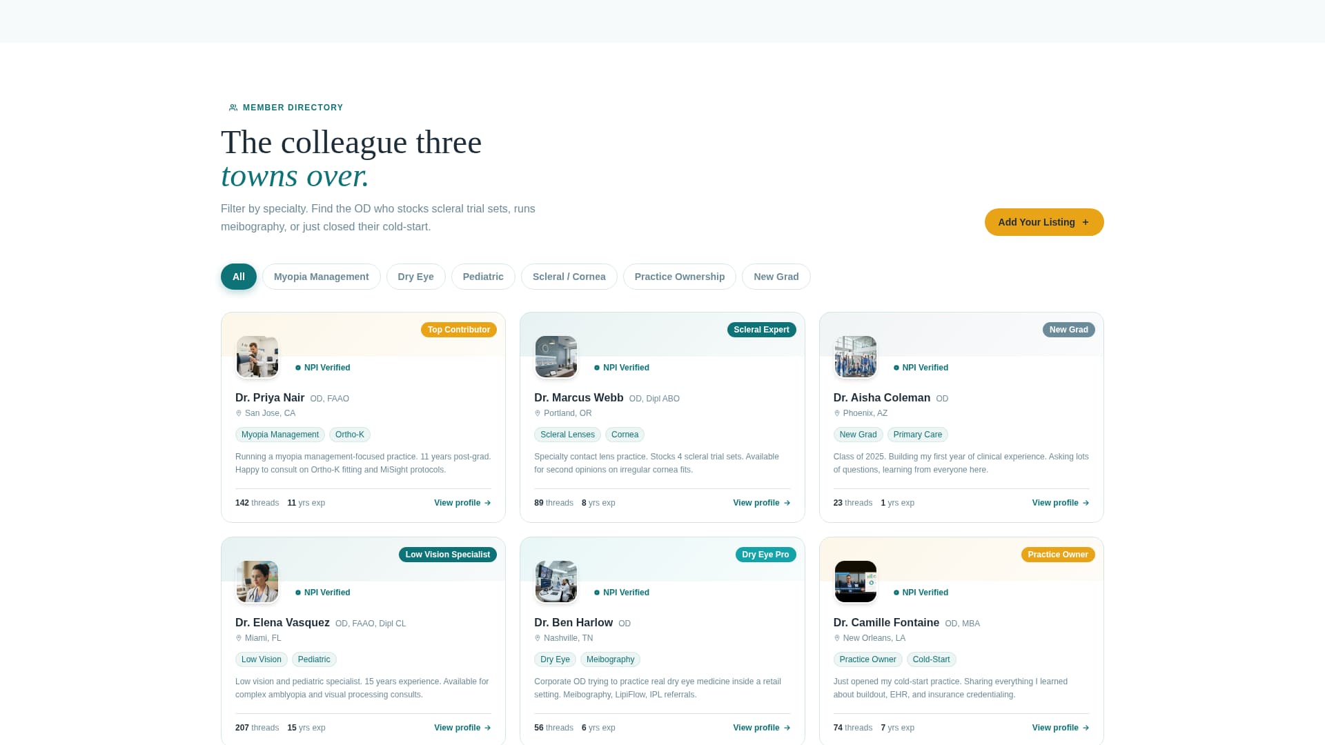 Lens - Vibrant Optometry Landing Page Template