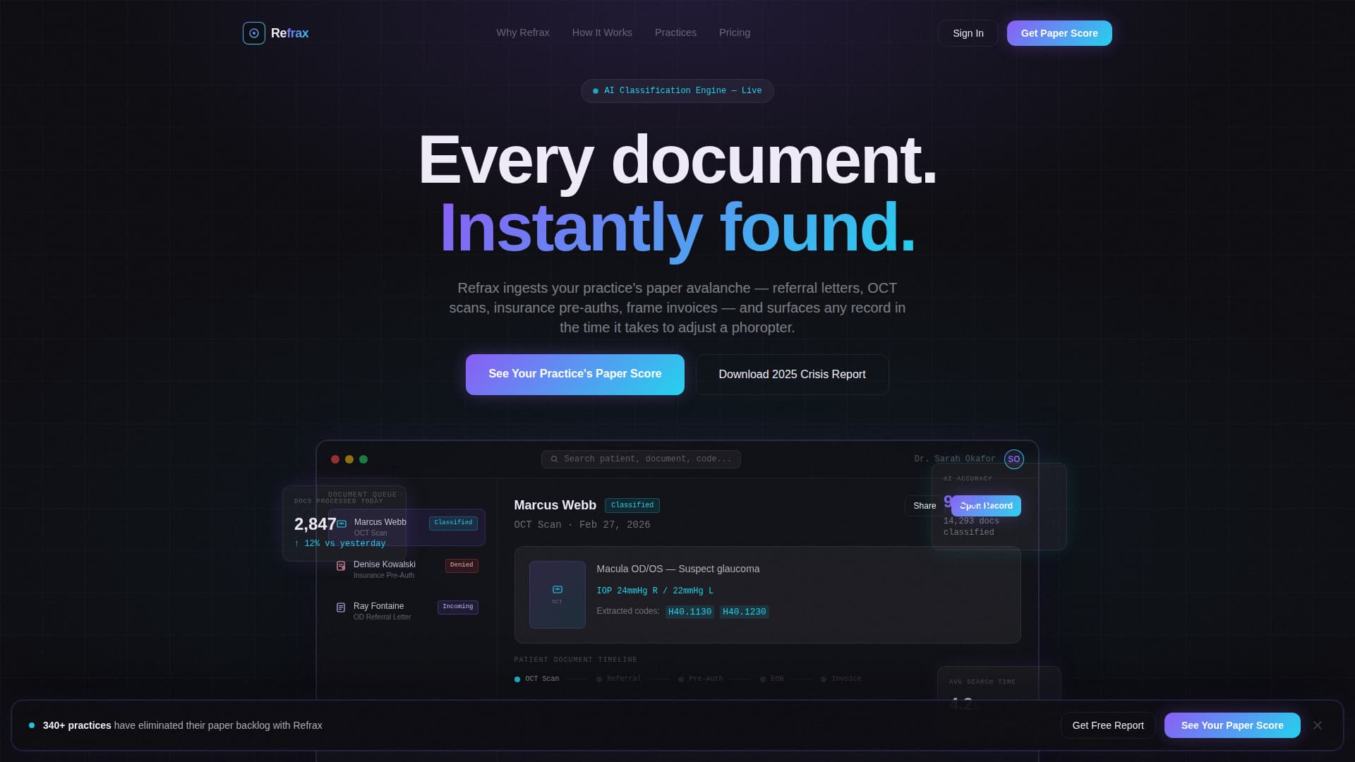 Refrax - Intelligent Optometry Landing Page Template