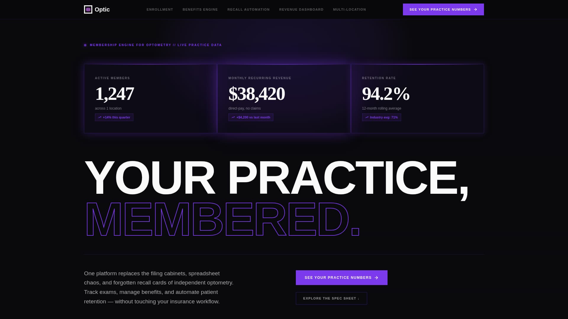 Spectrum — Authoritative Optometric Care Landing Page Template