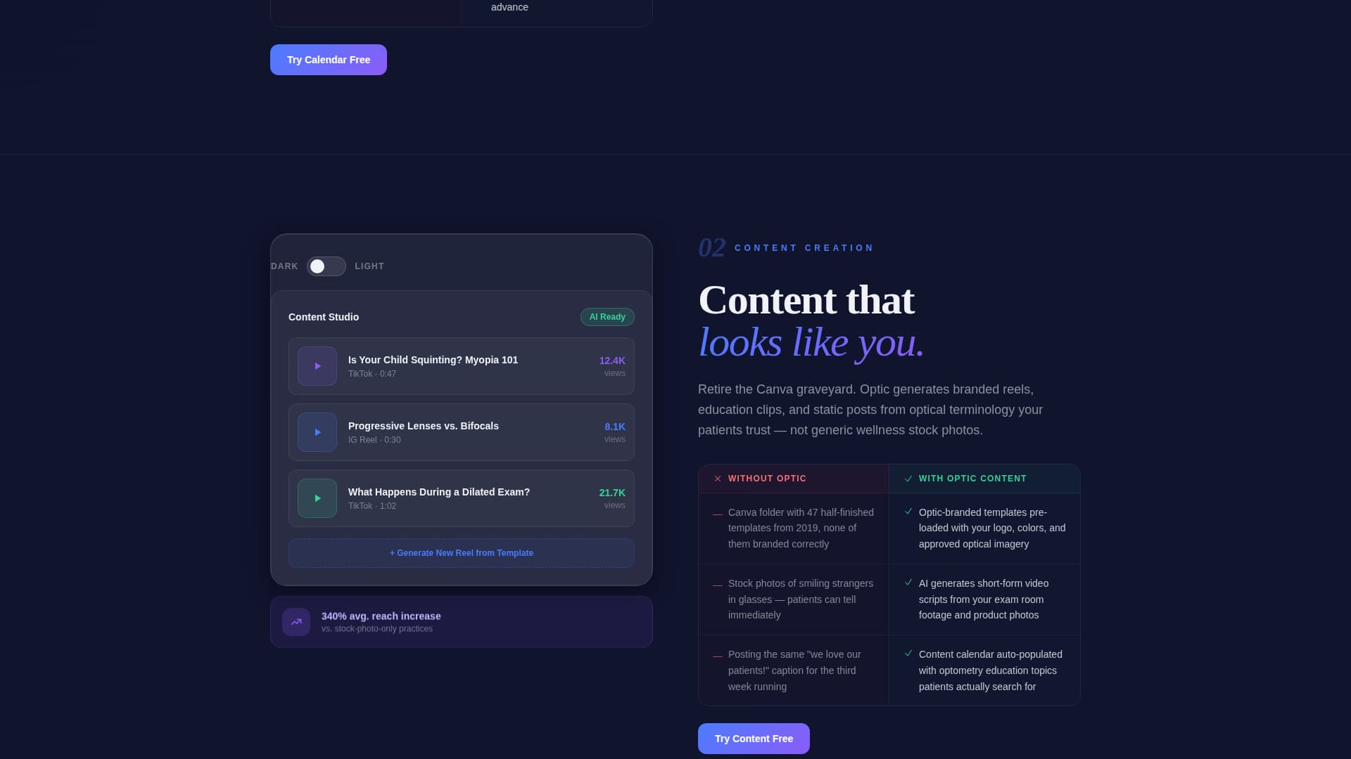 Vision — Elite Optical Services Landing Page Template