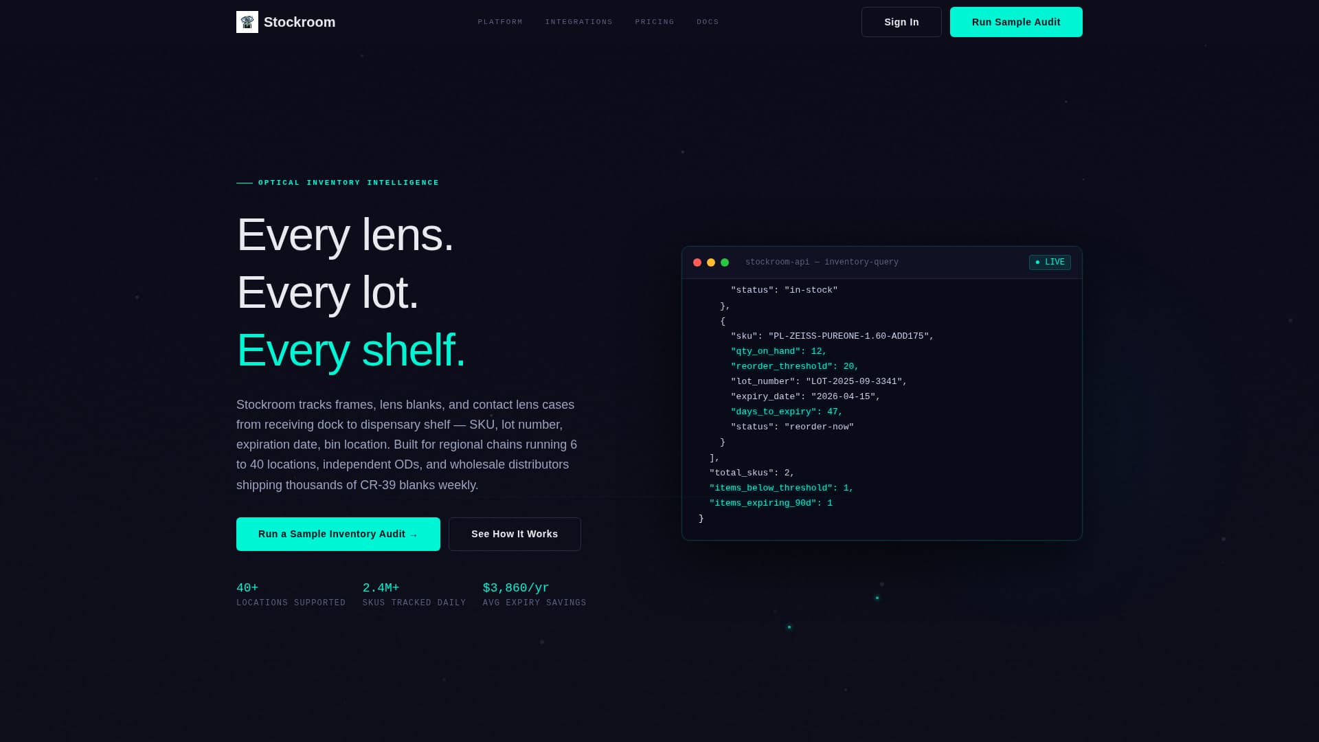 Stockroom - Precision Optometry Landing Page Template