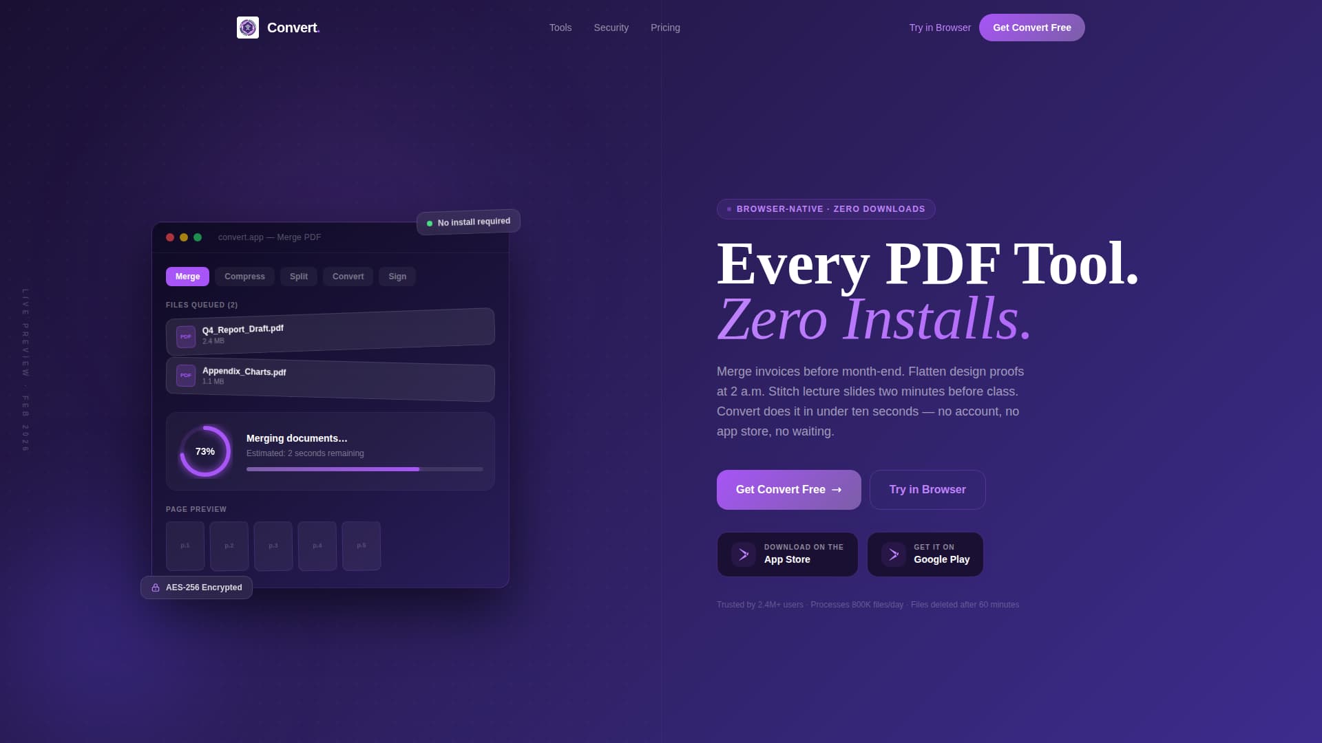 Convert - Powerful PDF Editor Landing Page Template