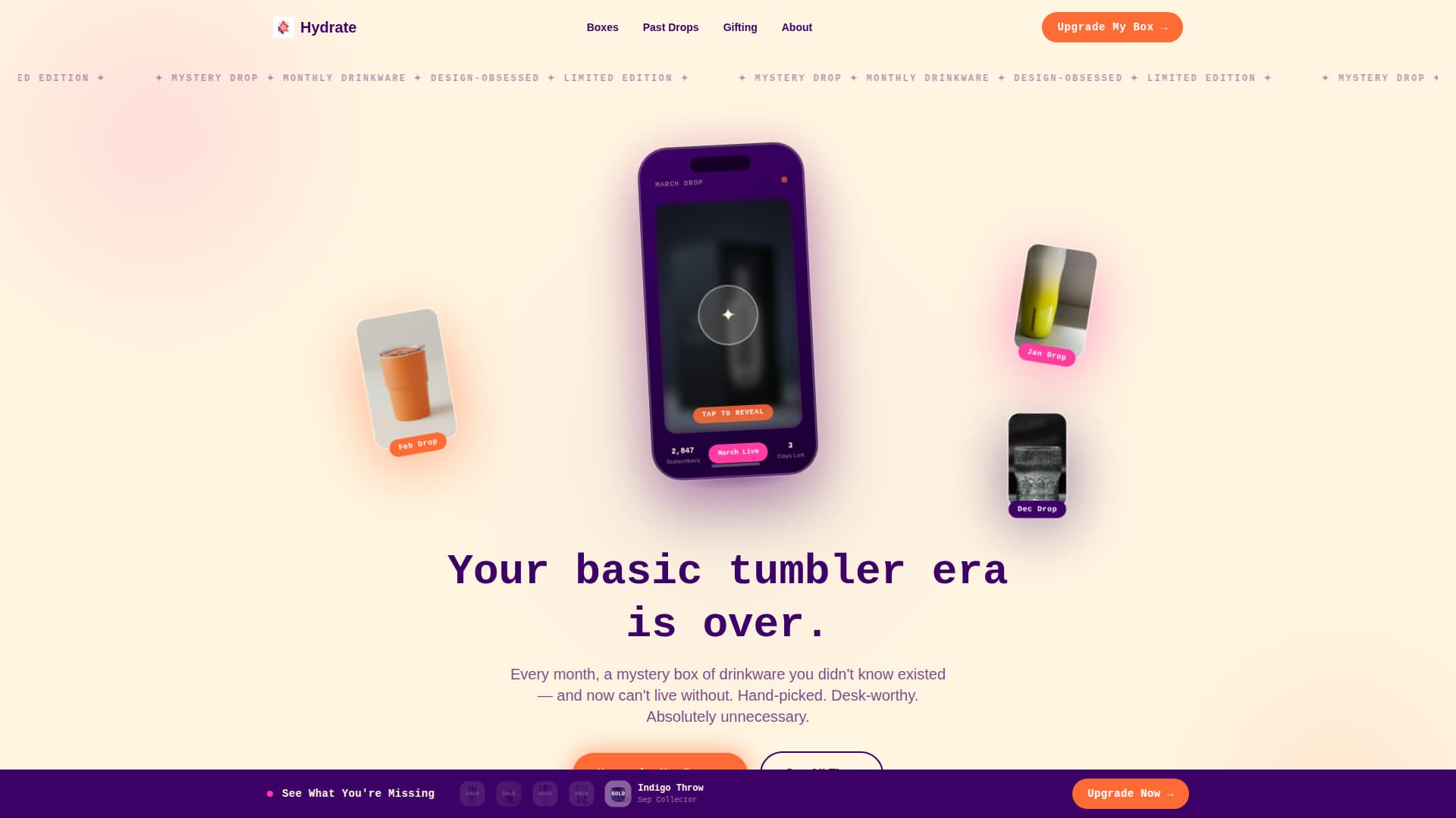 Hydrate - Bold Drinkware Landing Page Template