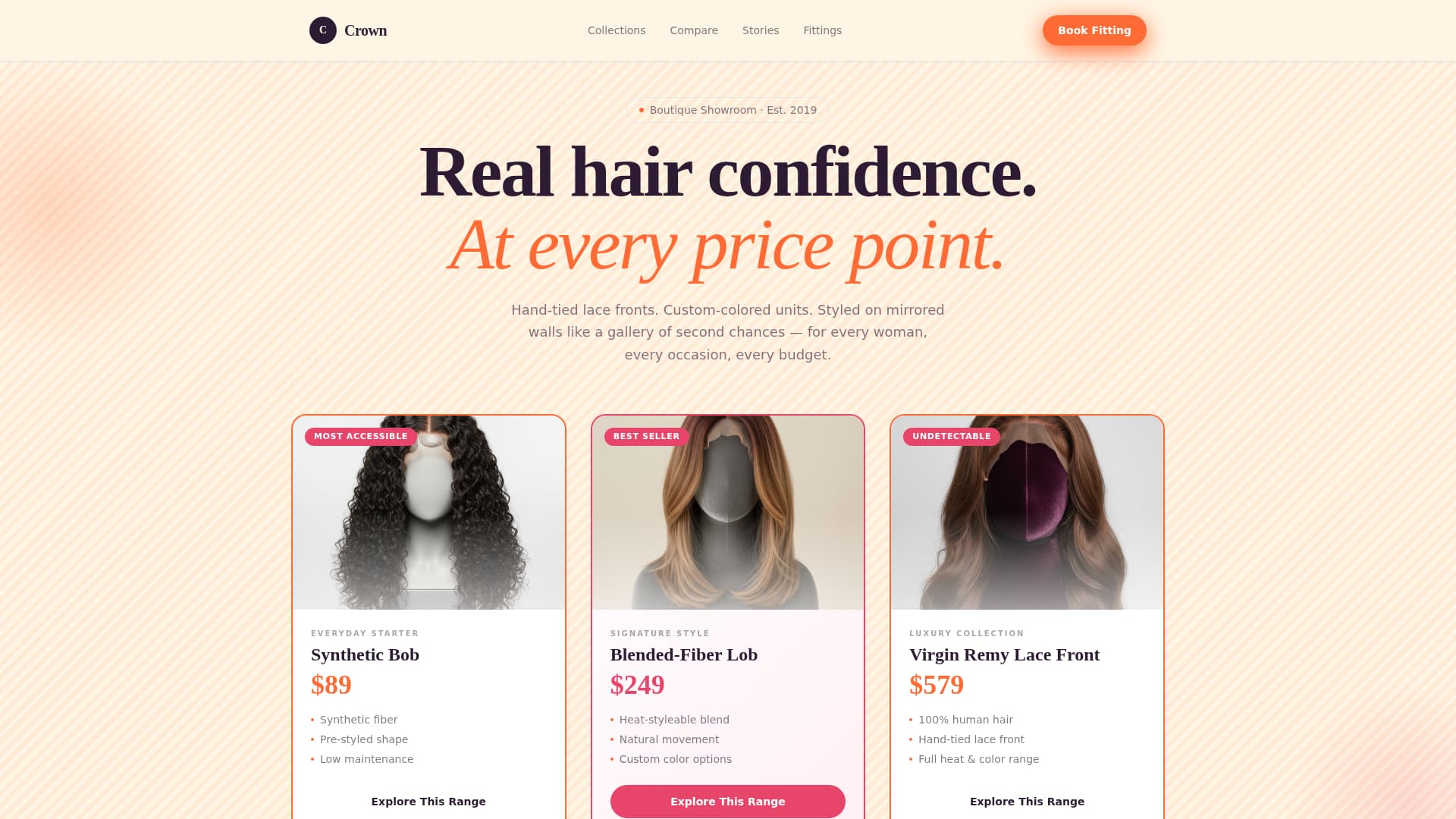 Crown - Bold Wigboutique Landing Page Template