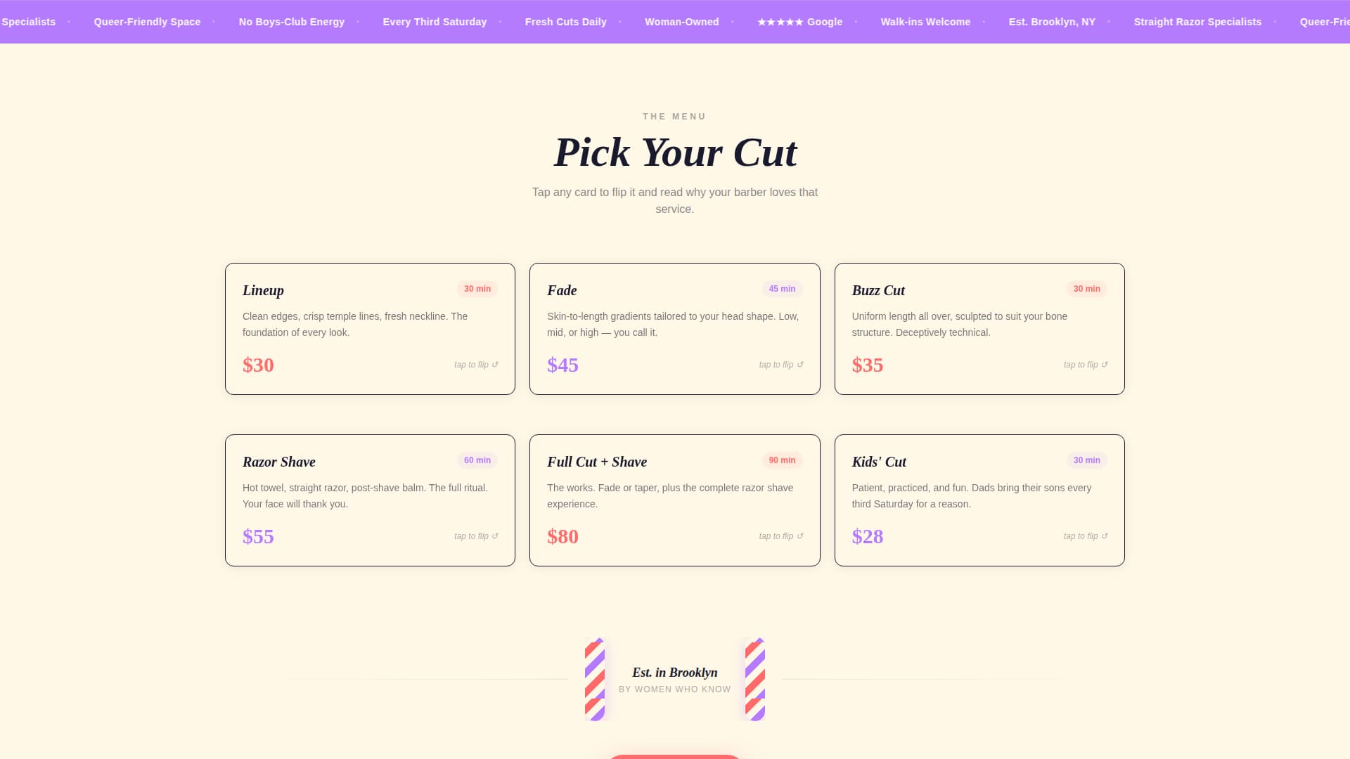 Fade - Bold Barbershop Landing Page Template