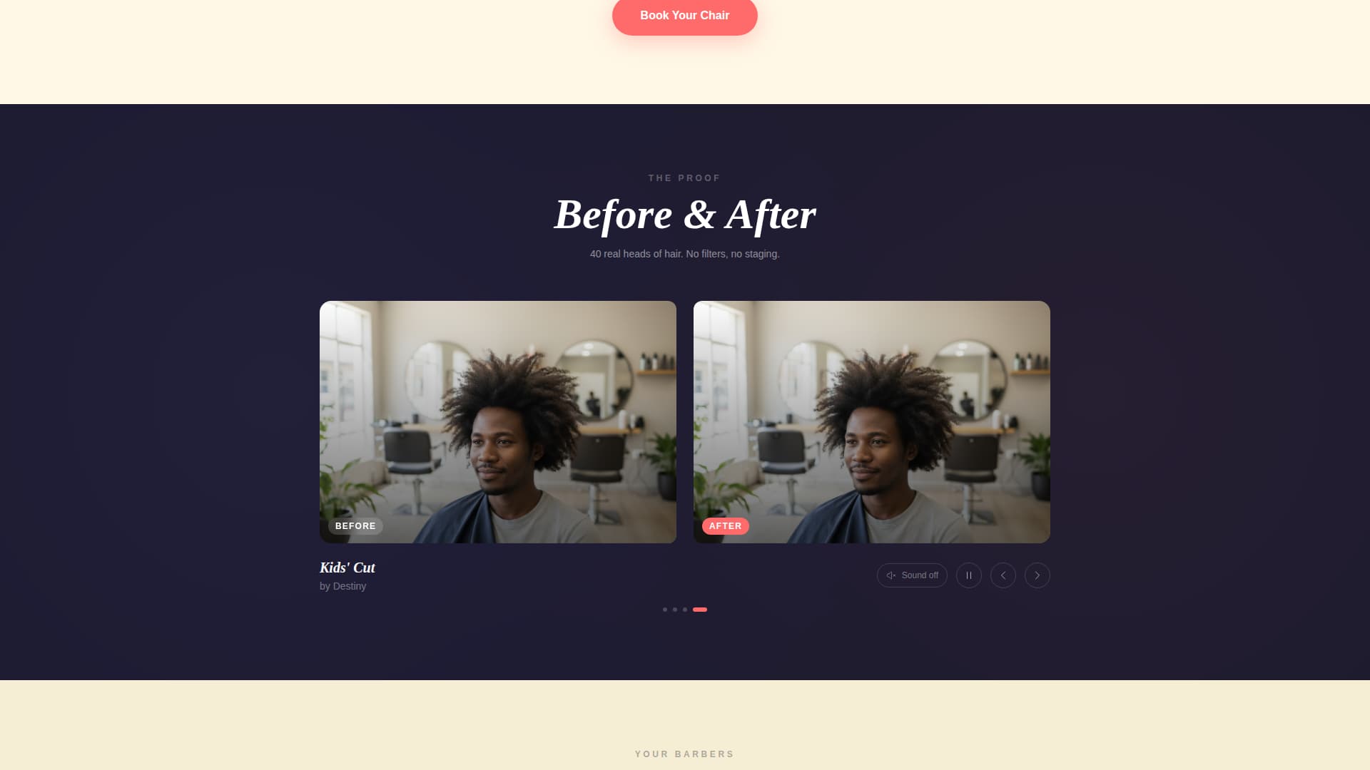 Fade - Bold Barbershop Landing Page Template