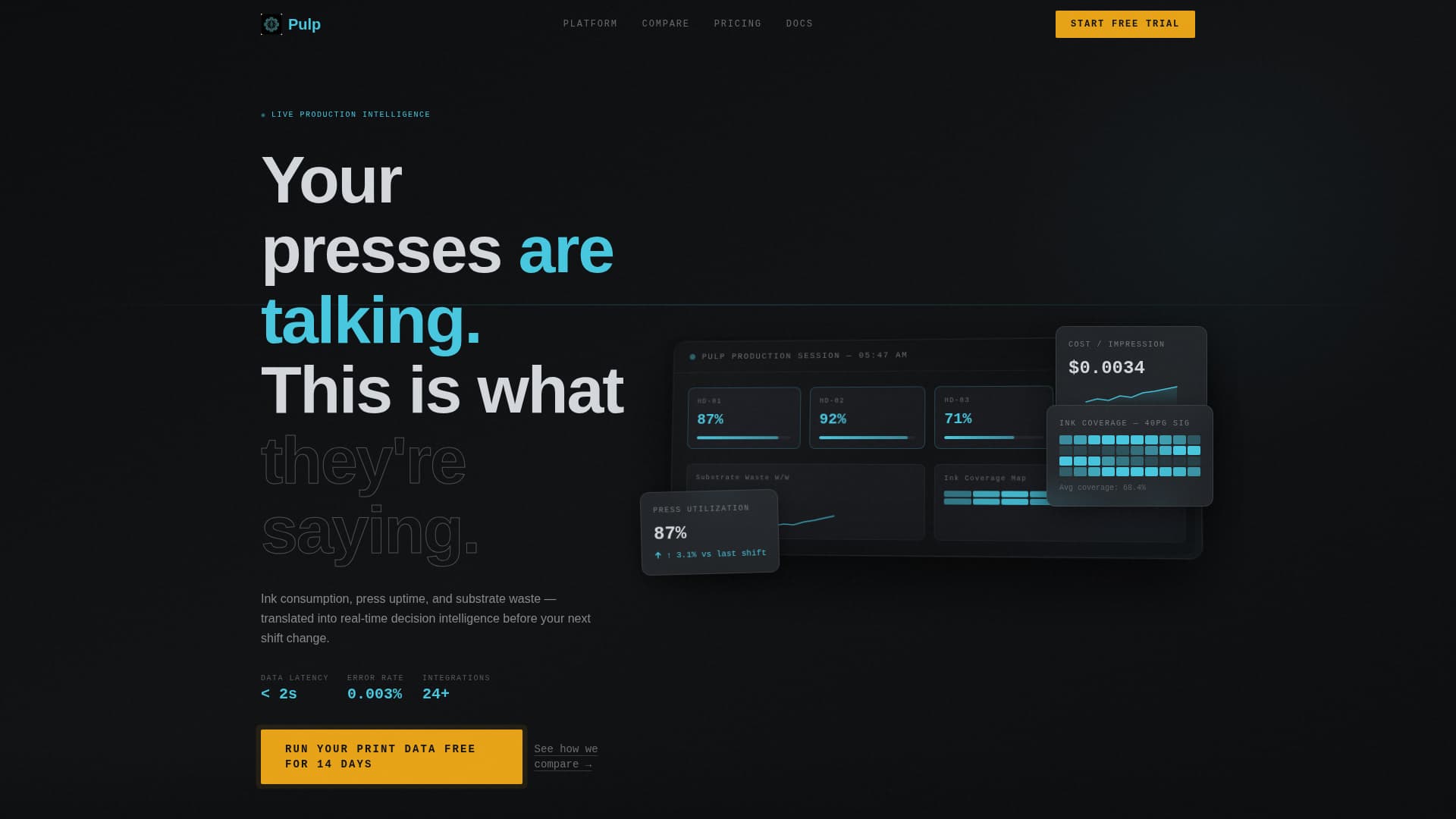 Pulp - Precision Printing Landing Page Template