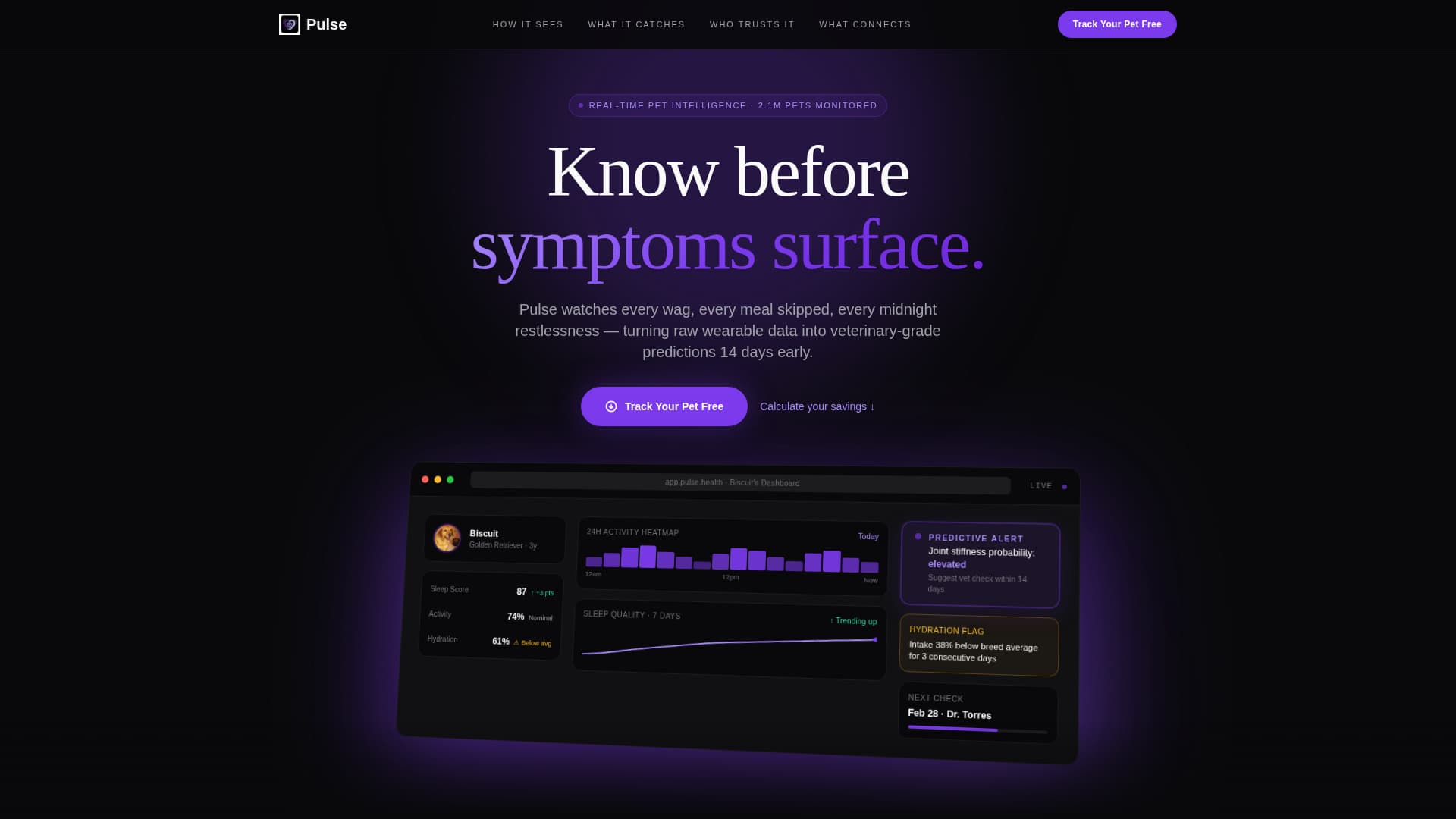 Pulse - Predictive Petcare Landing Page Template
