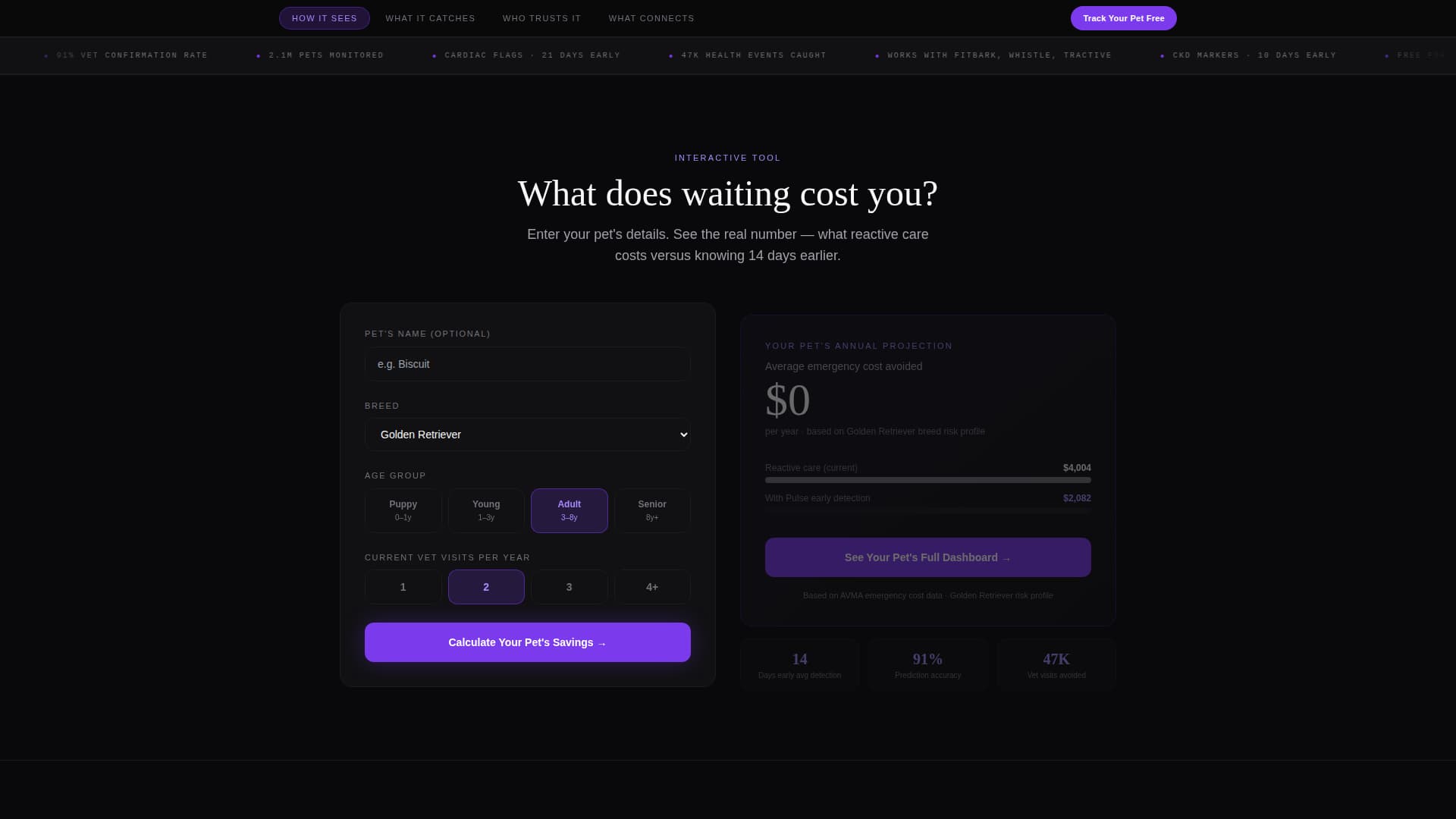 Pulse - Predictive Petcare Landing Page Template