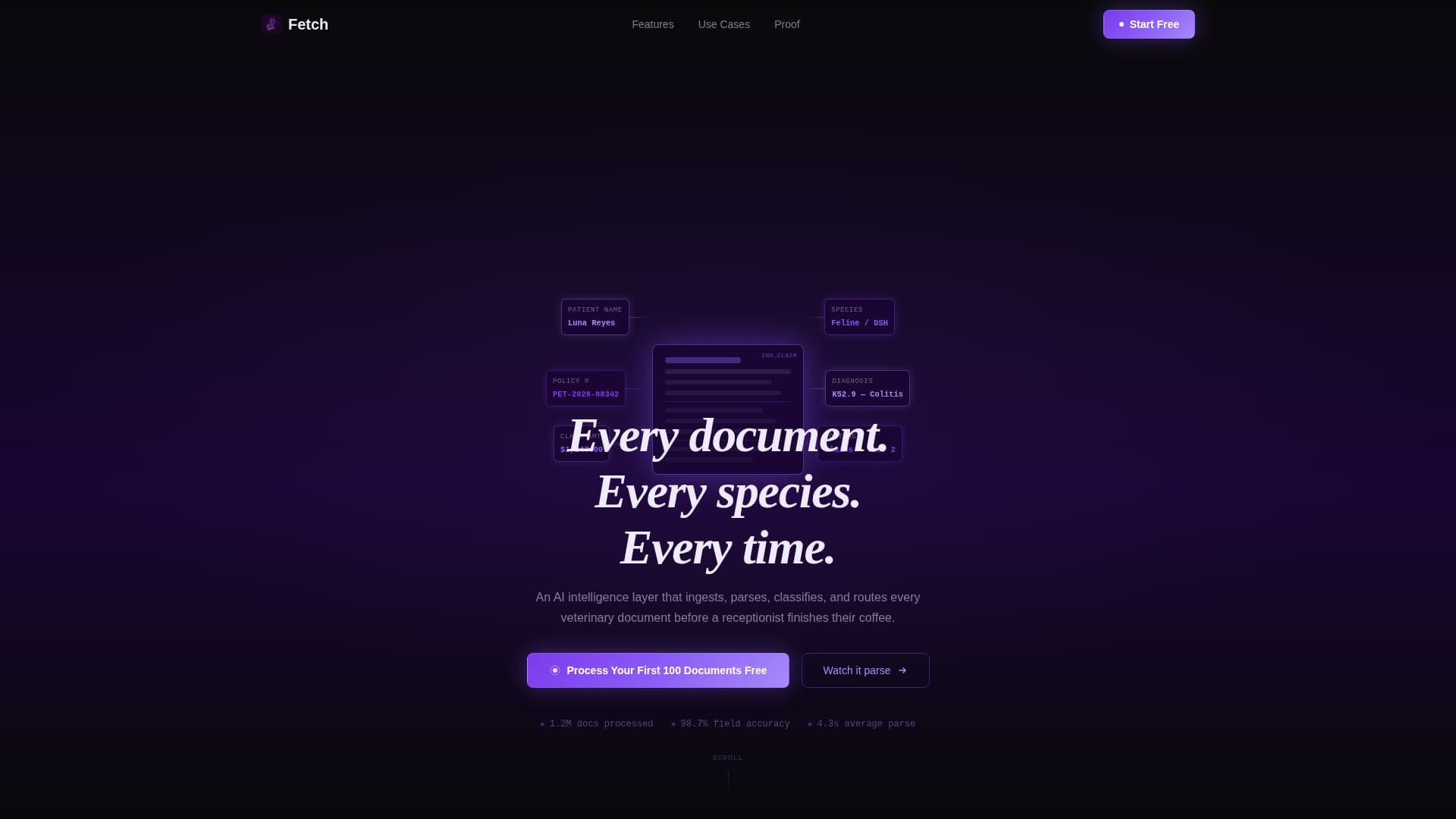 Fetch - Intelligent Veterinary Landing Page Template