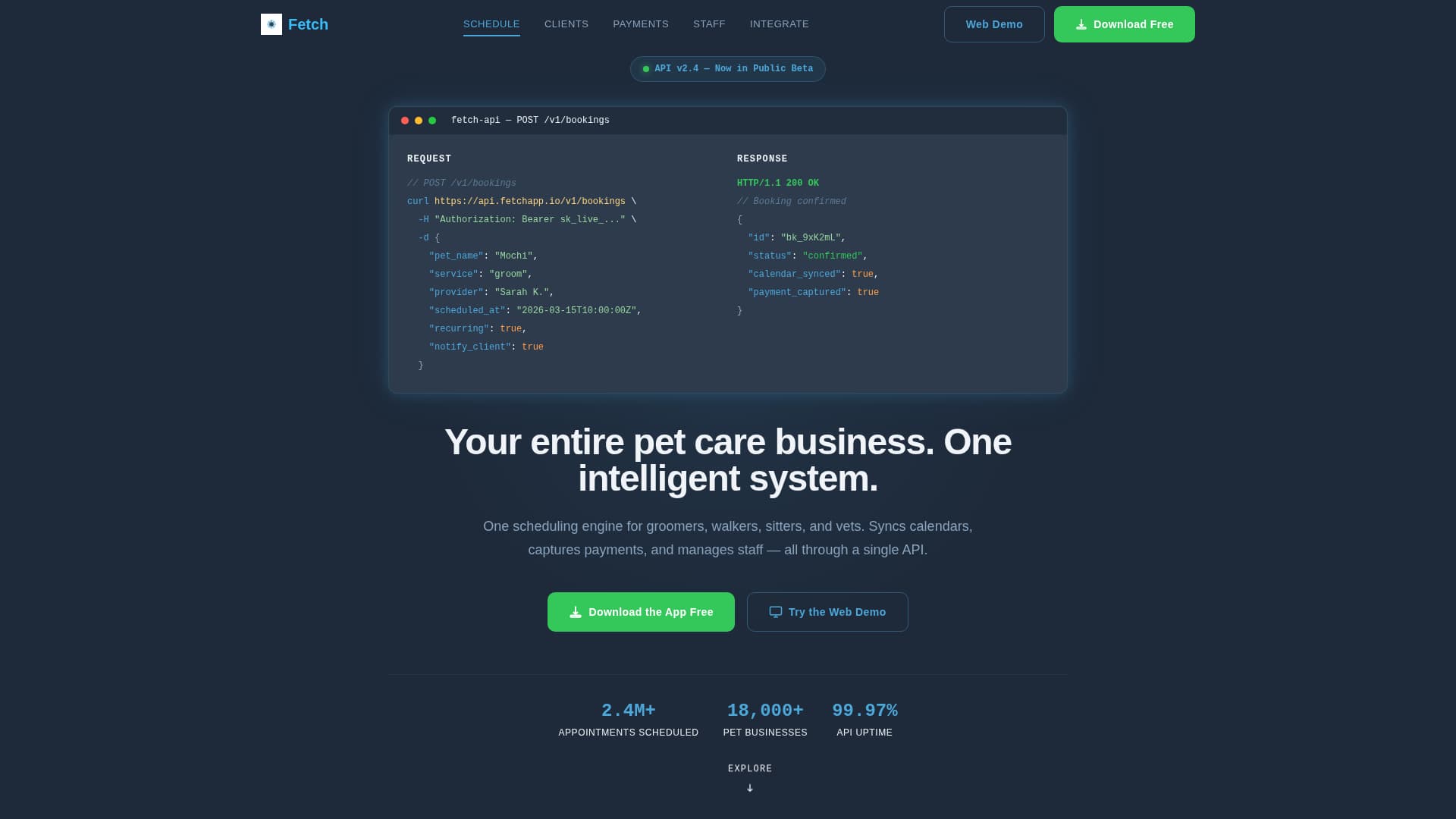 Fetch - Powerful Petcare Landing Page Template