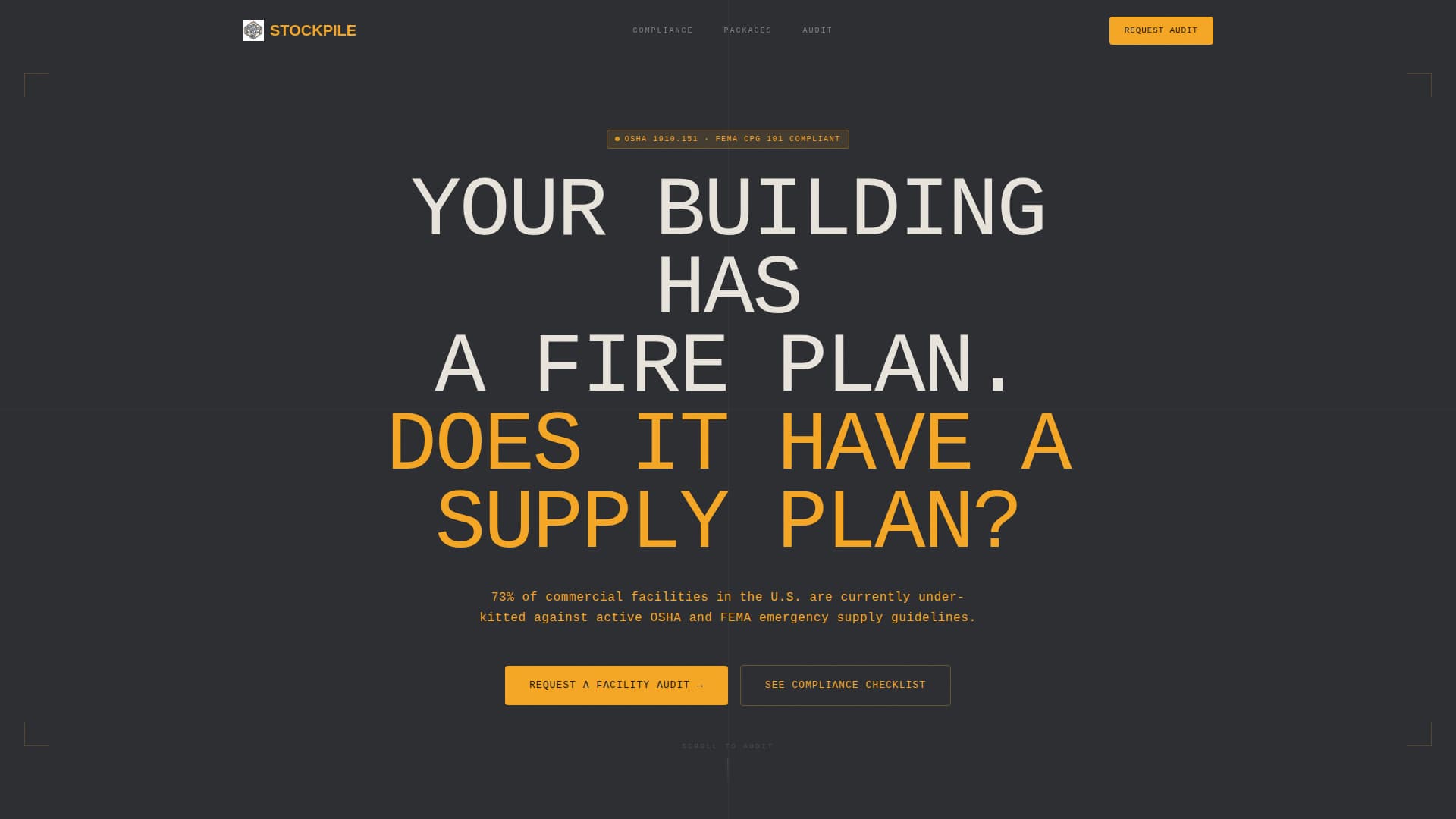 Stockpile - Precision Emergencypreparedness Landing Page Template
