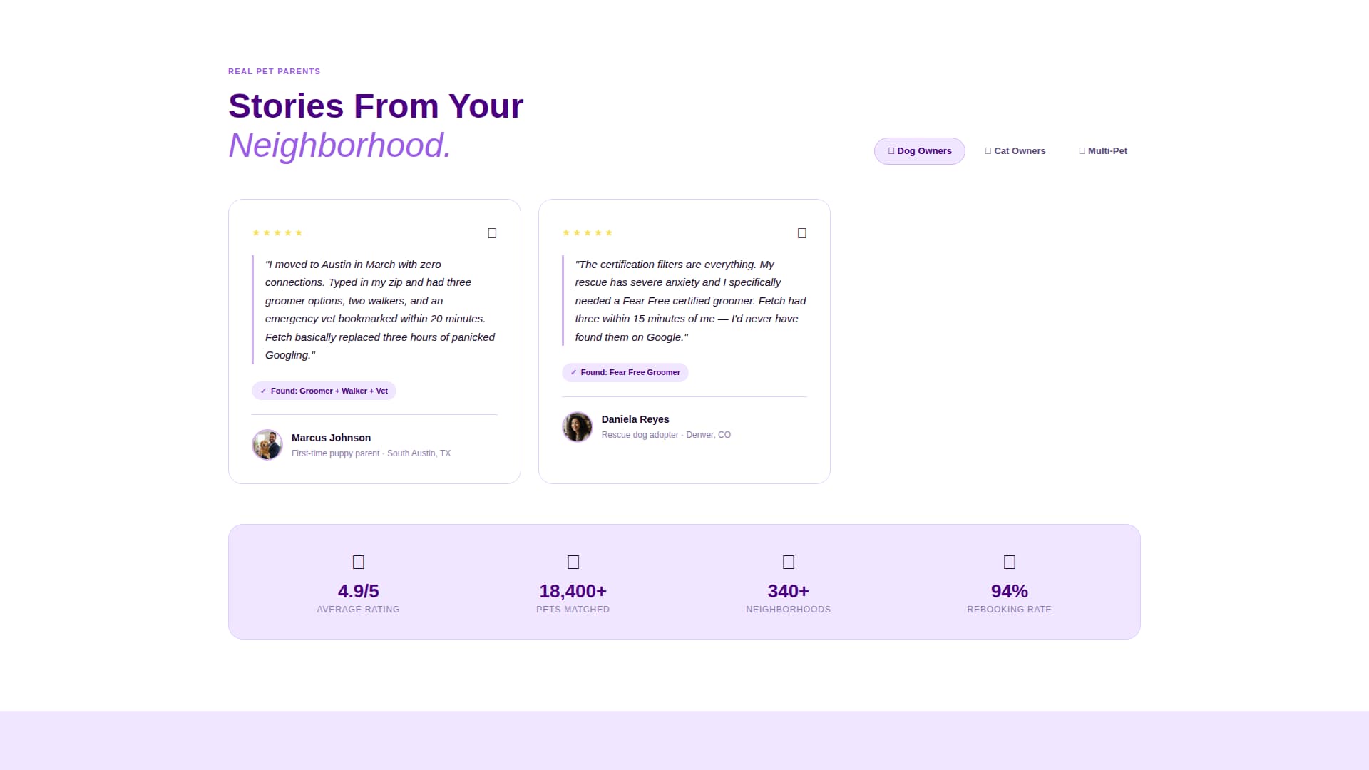 Fetch - Trusted Petcare Landing Page Template