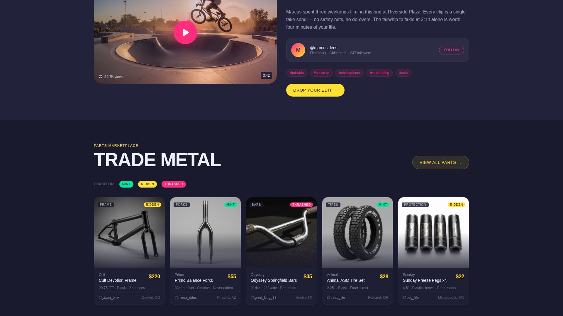 Whip - Highvoltage BMX Landing Page Template
