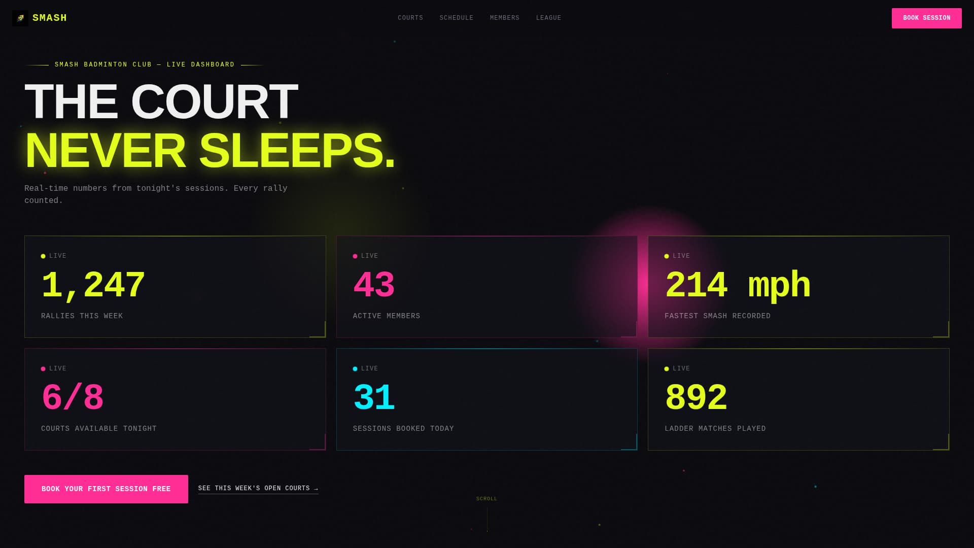 Smash - Electric Badminton Landing Page Template