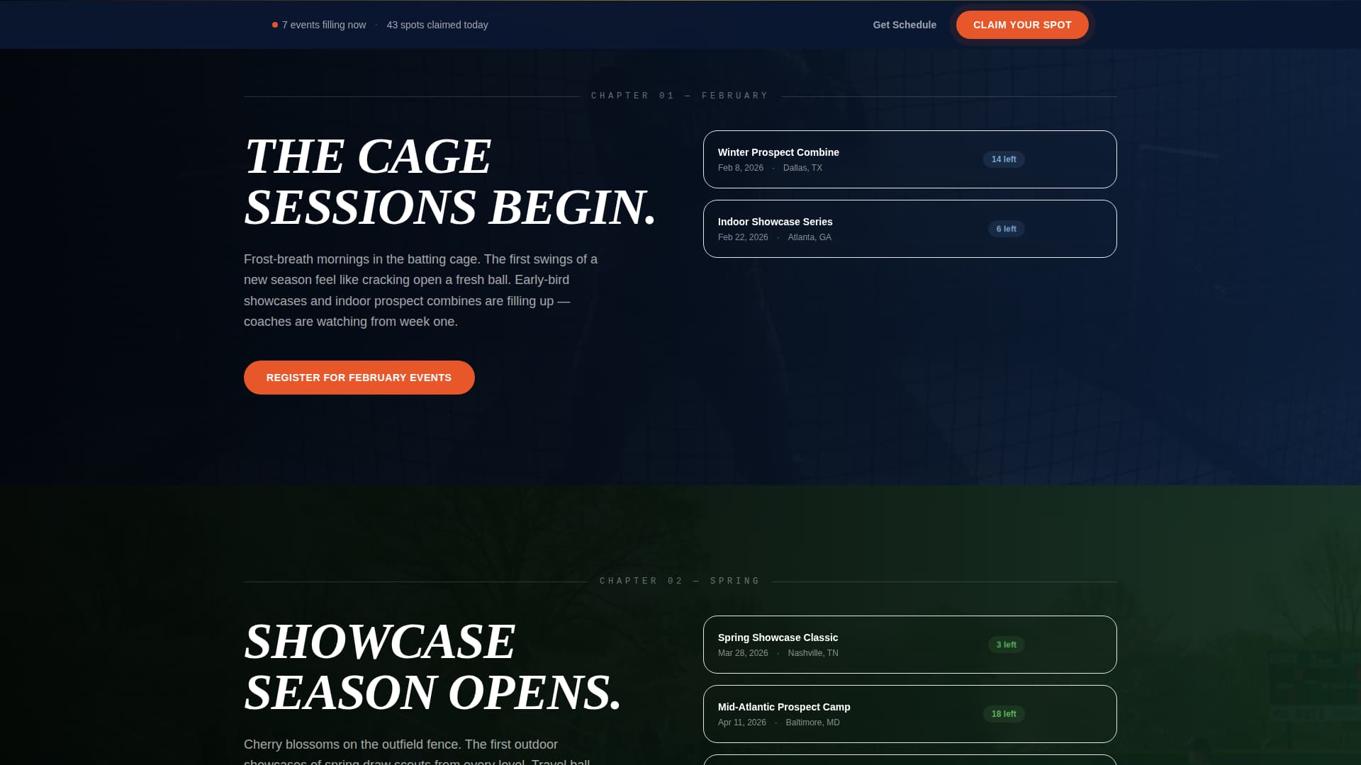 Dugout - Electric Baseball Landing Page Template