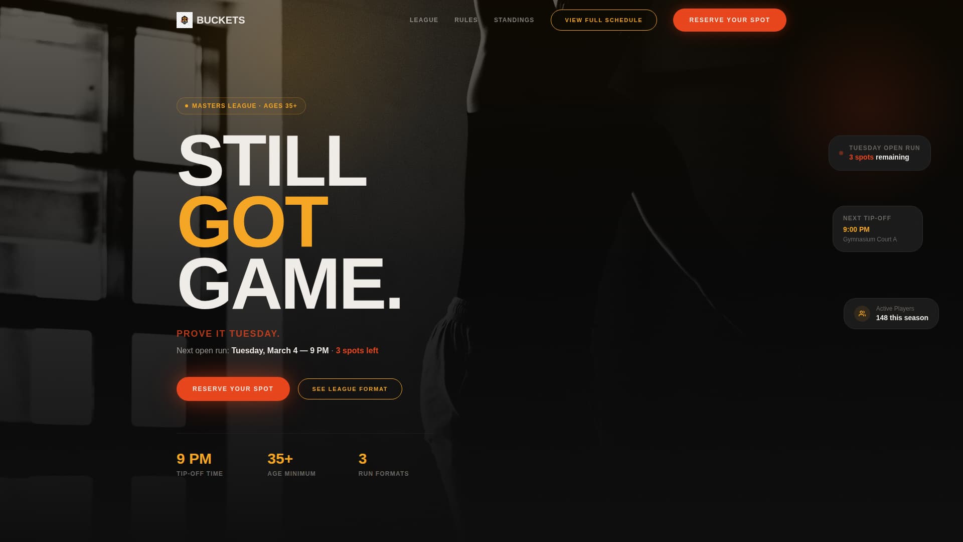 Senior & Masters Basketball League Website Template