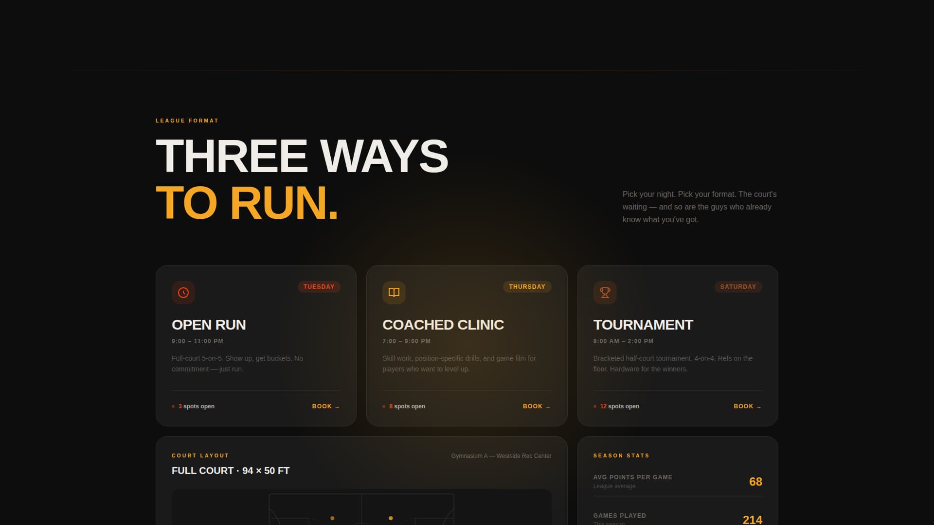 Senior & Masters Basketball League Website Template