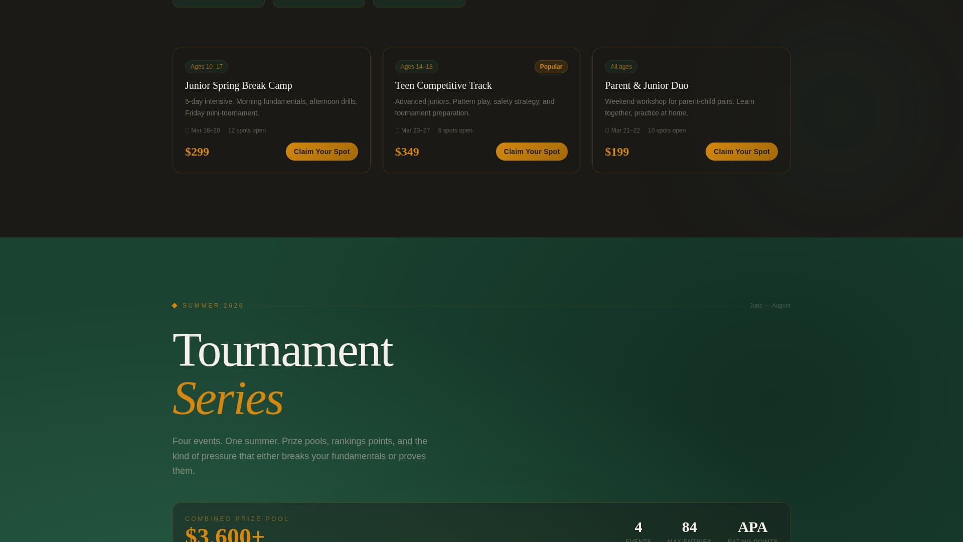 Cue - Dynamic Billiards Landing Page Template