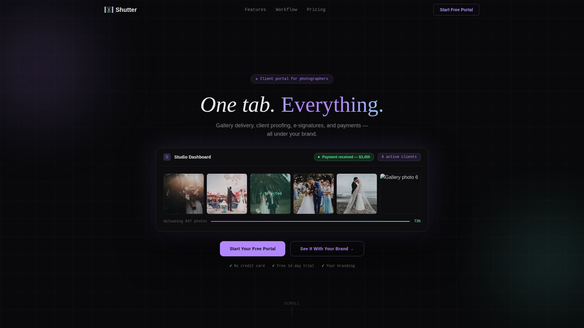 Shutter - Streamlined Photography Landing Page Template
