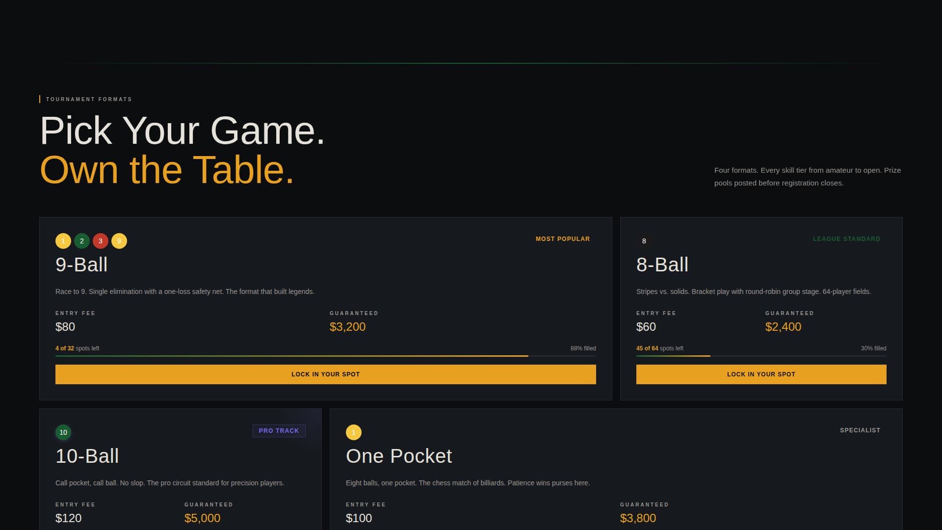 Billiards Professional Website Template