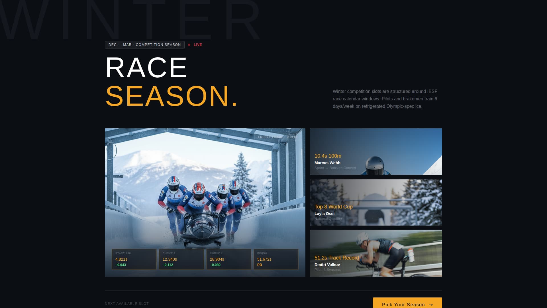 Bobsled Specialist Booking Website Template