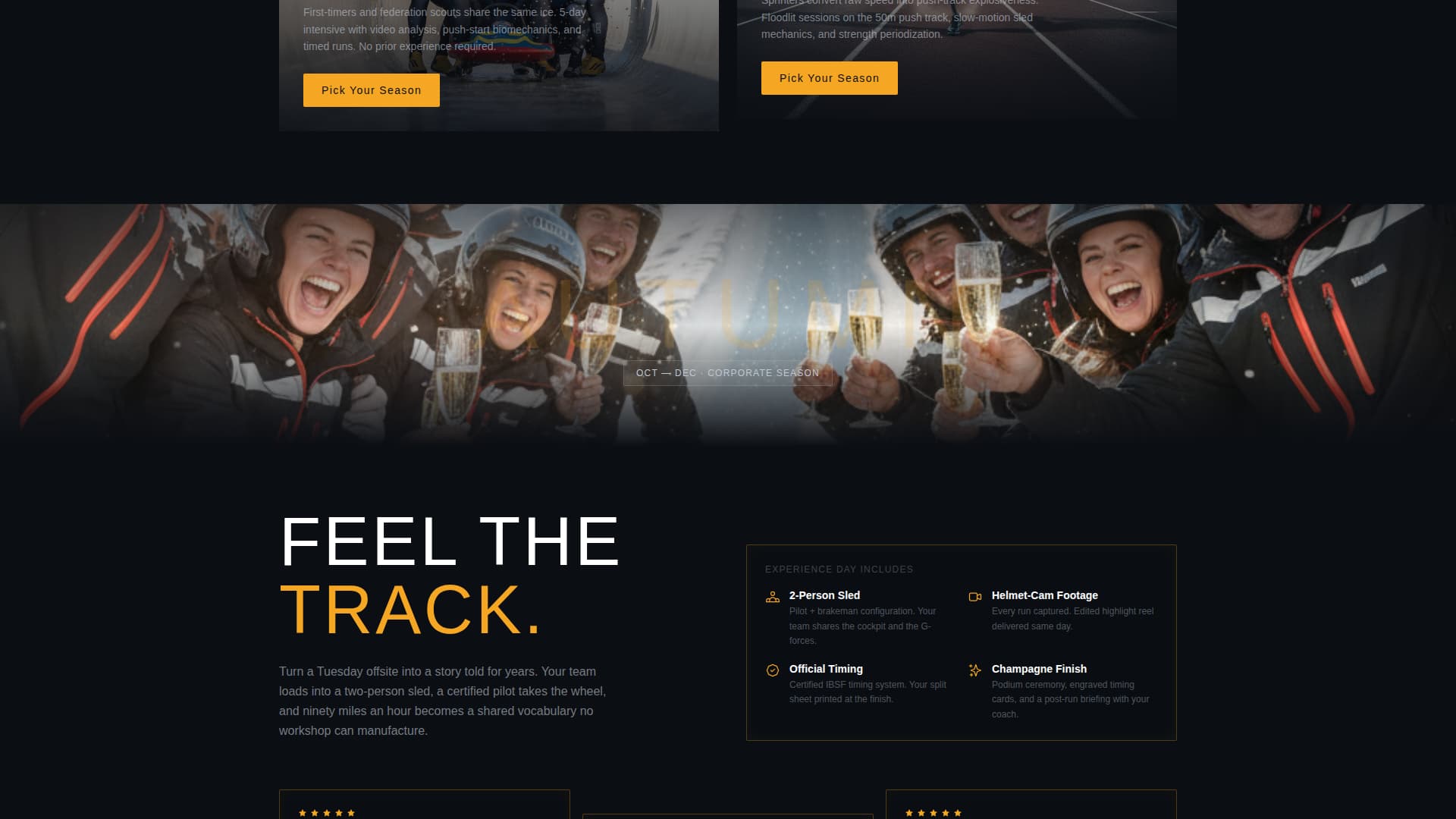 Bobsled Specialist Booking Website Template