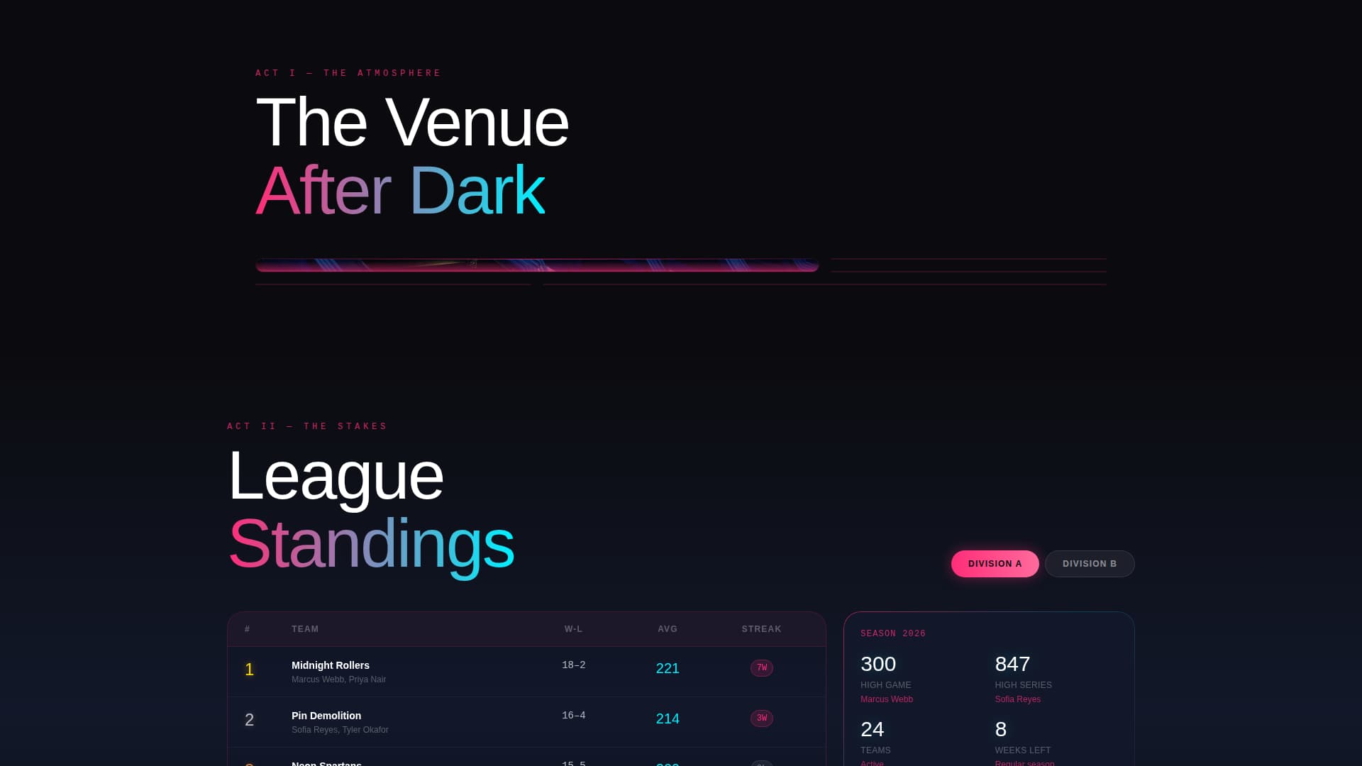 Strike - Electric Bowling Landing Page Template