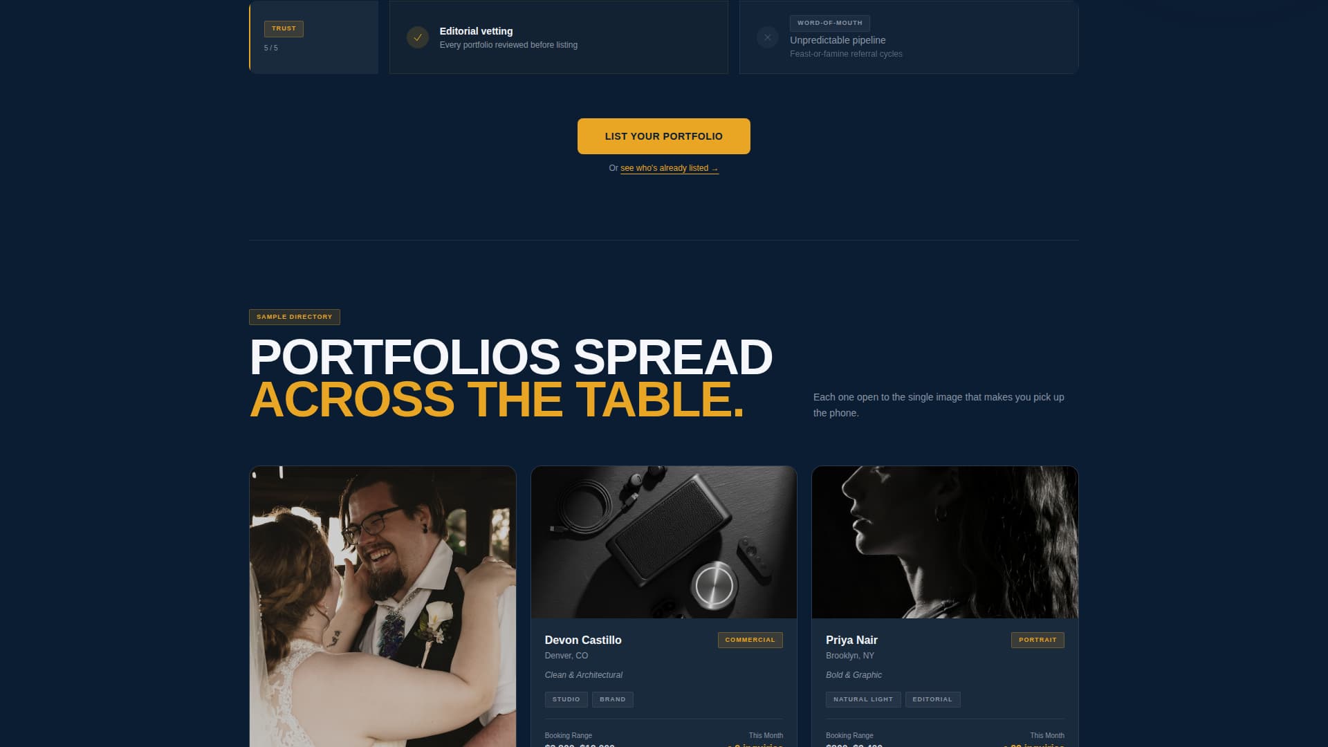Lens — Inspiring Commercial Photography Landing Page Template