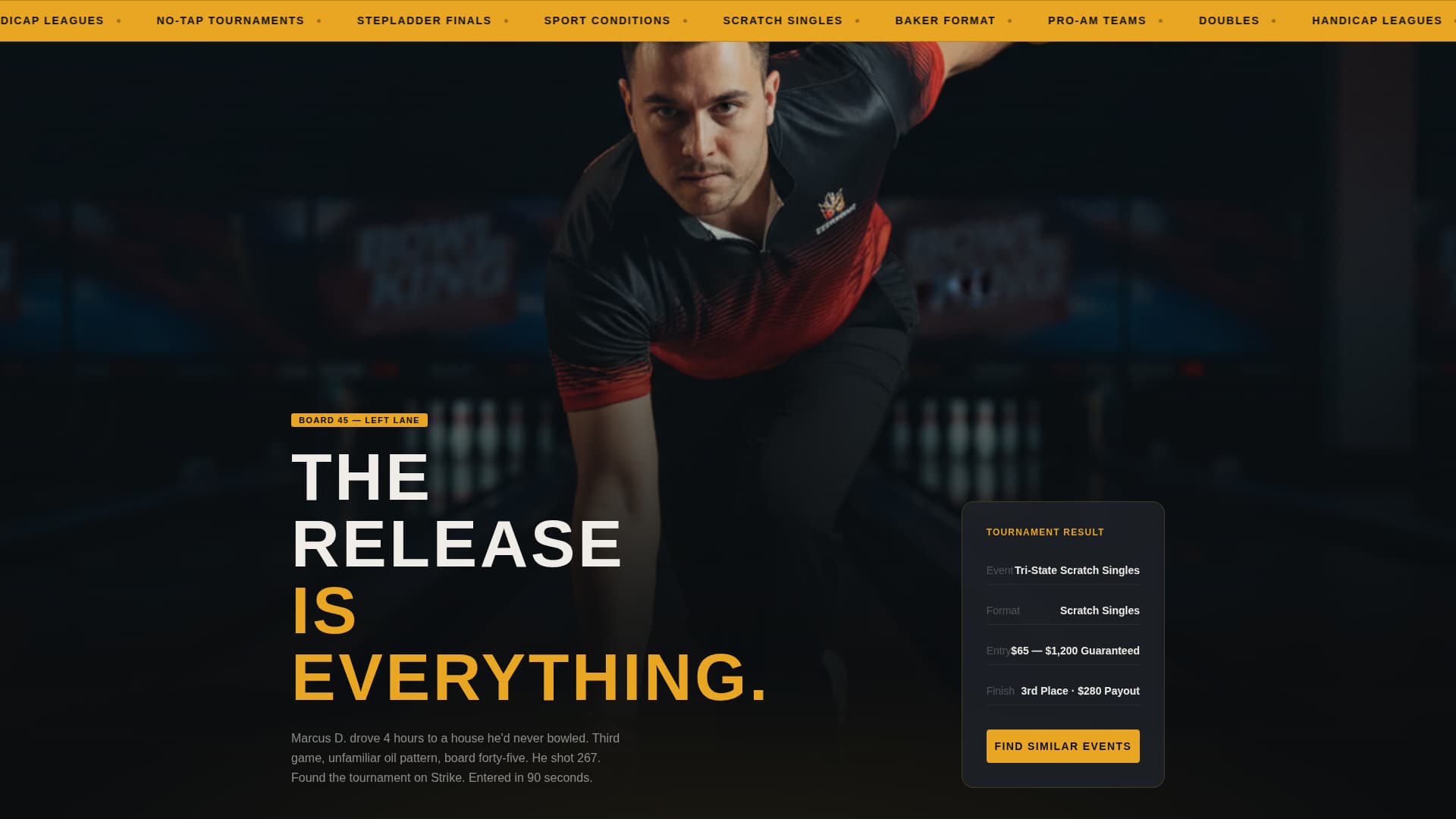 Strike - Cinematic Bowling Landing Page Template