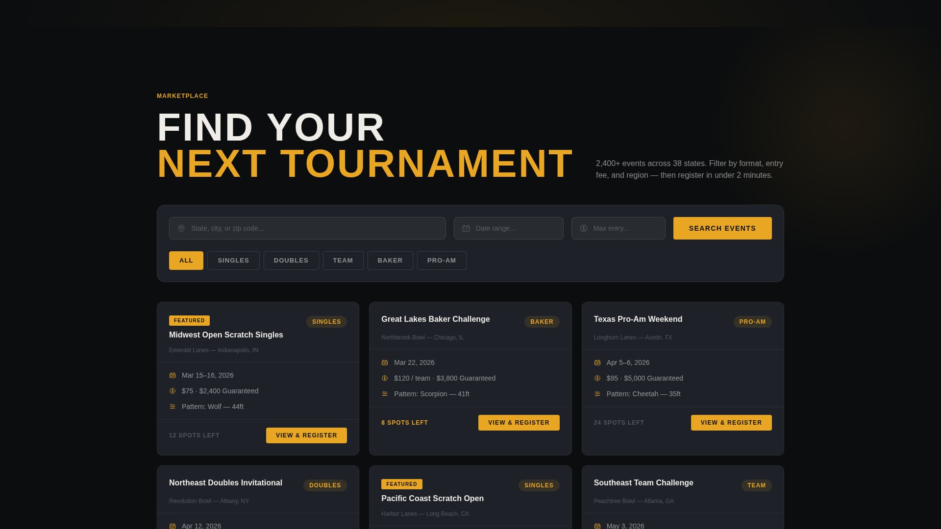 Strike - Cinematic Bowling Landing Page Template
