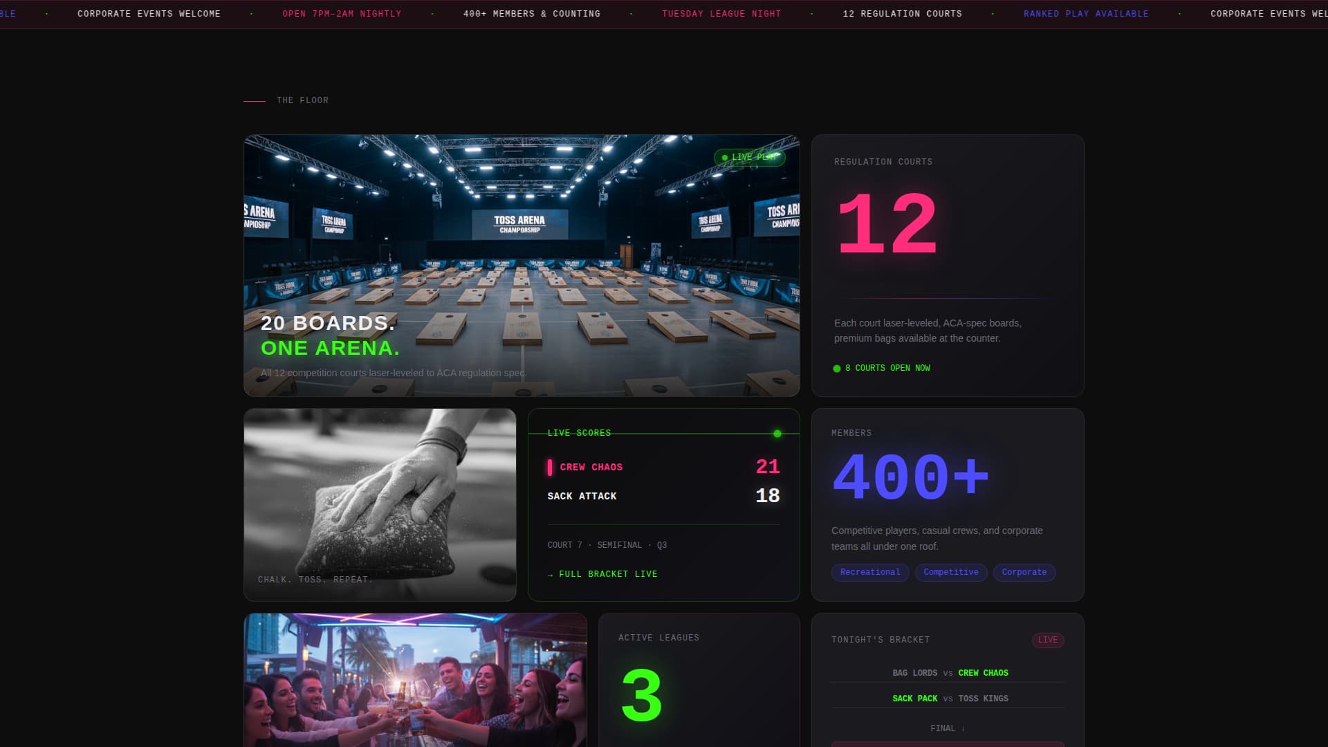 Cornhole Specialist Booking Website Template