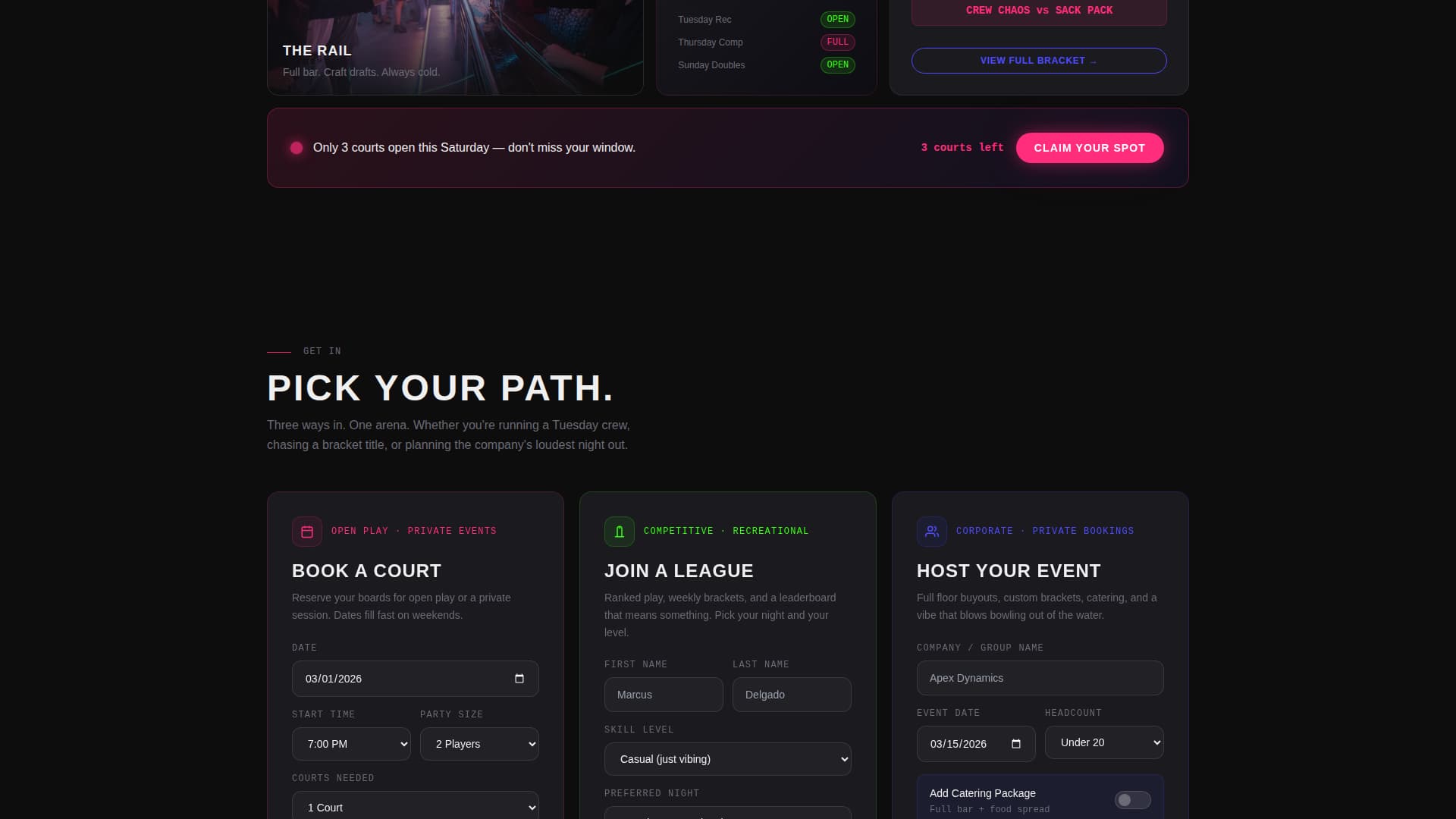 Cornhole Specialist Booking Website Template