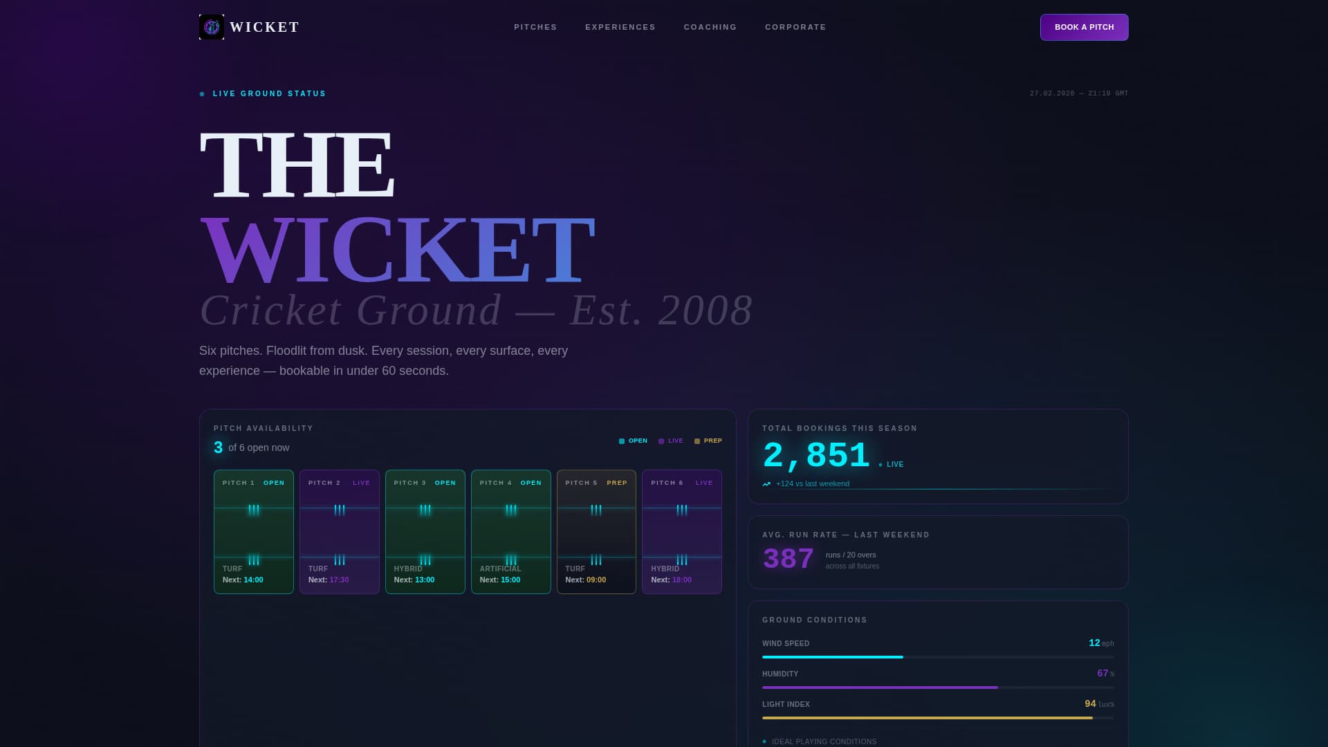 Stadium & Arena Booking Website Template