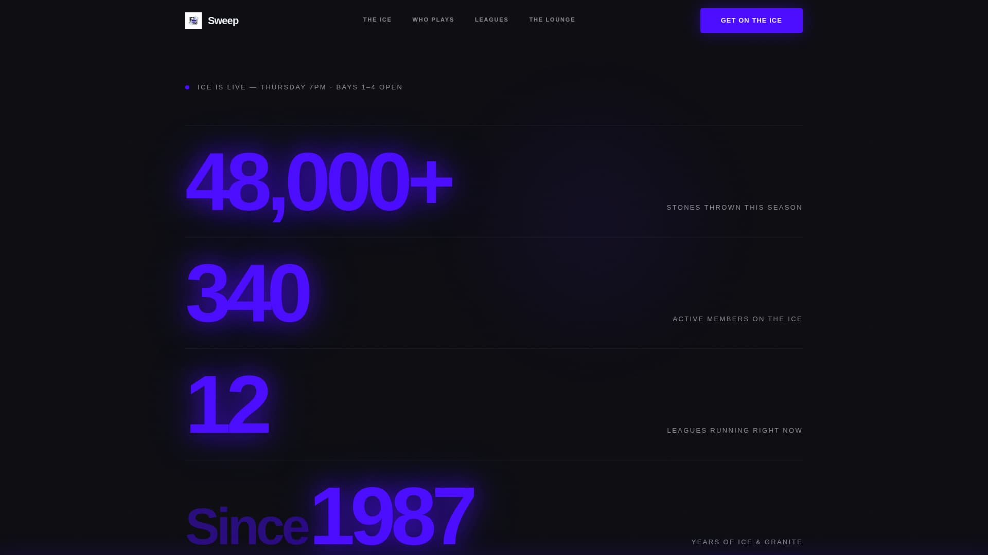 Sweep - Electric Curling Landing Page Template