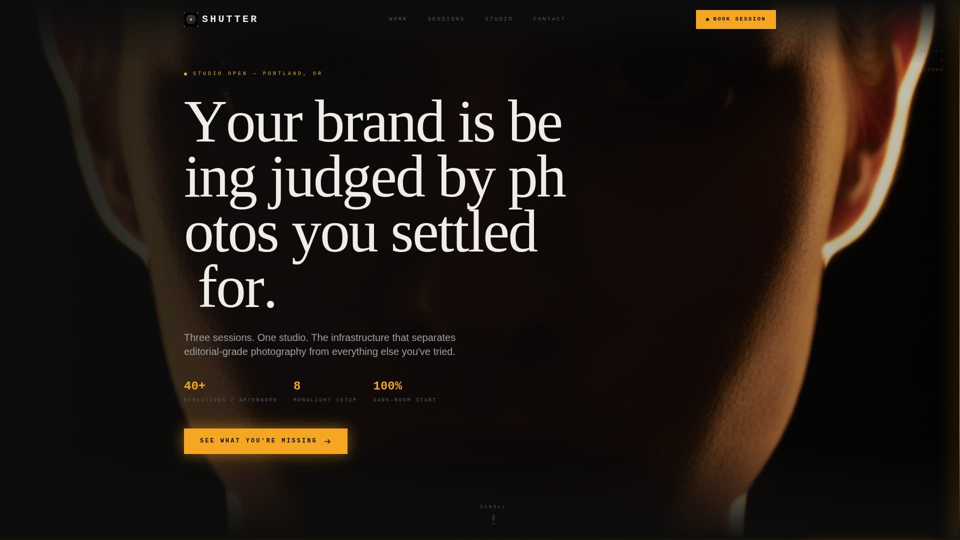 Commercial Photography Studio Problem-to-Solution Website Template