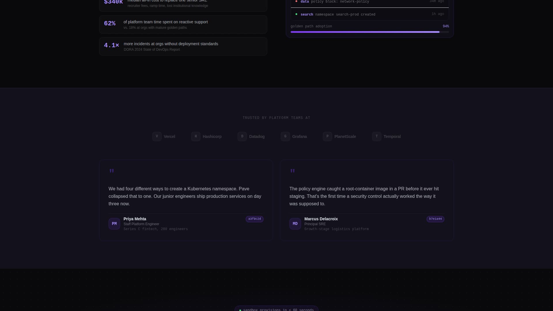 Pave - Powerful Platform Engineering Landing Page Template