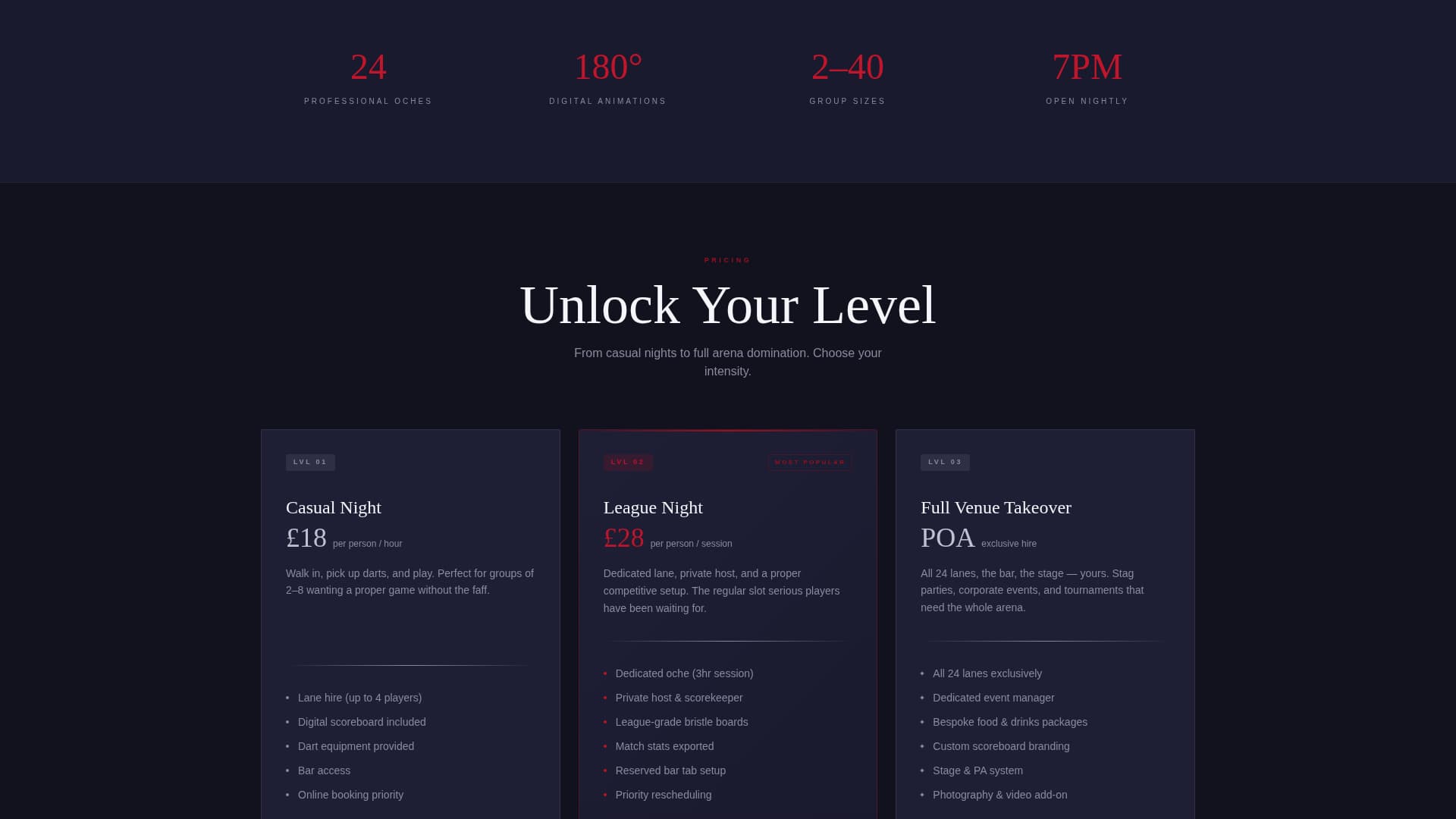 Darts Booking Website Template